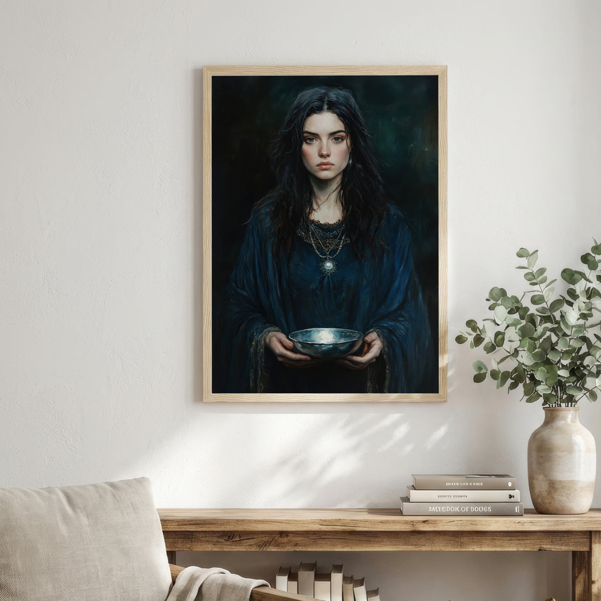 Gothic Woman with Bowl Art Print