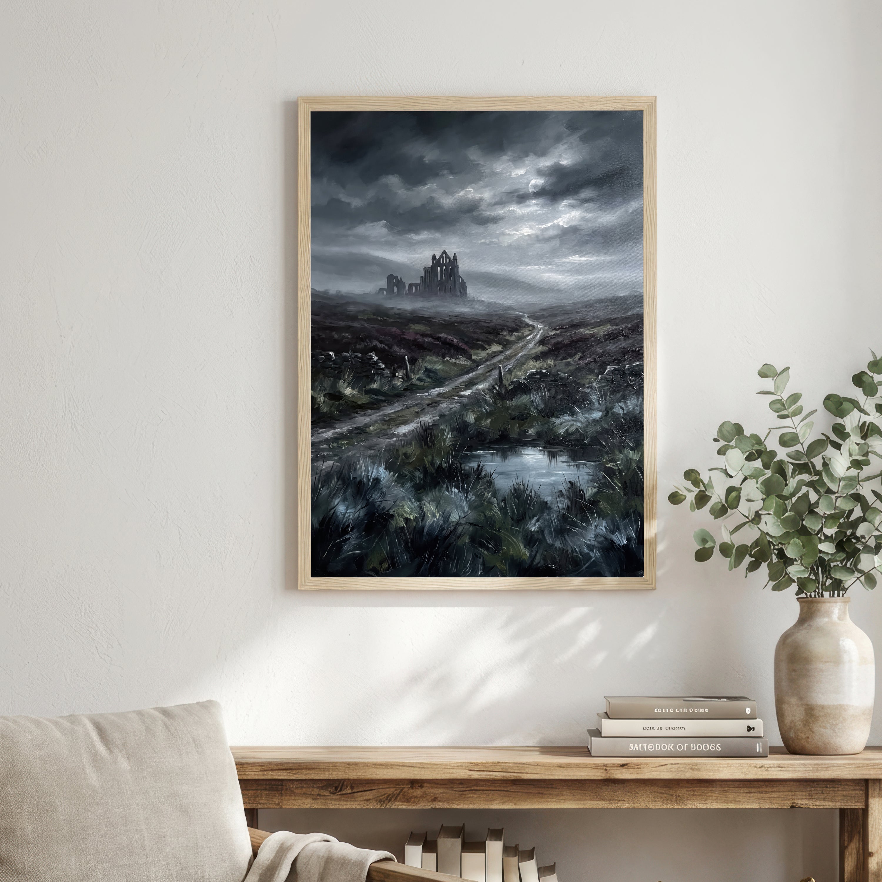 Gothic Abbey Storm Landscape Art Print