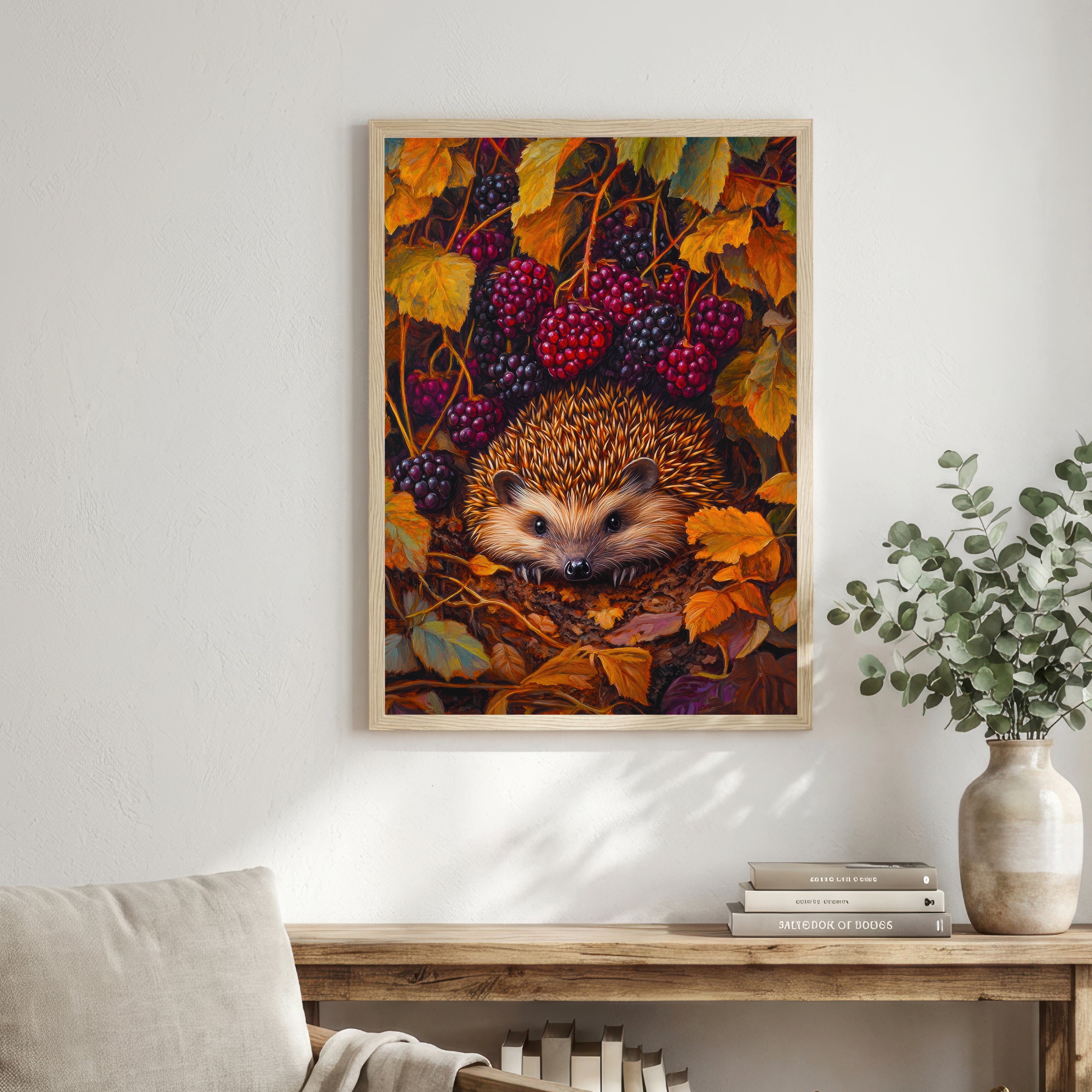 Hedgehog Blackberry Woodland Art Print