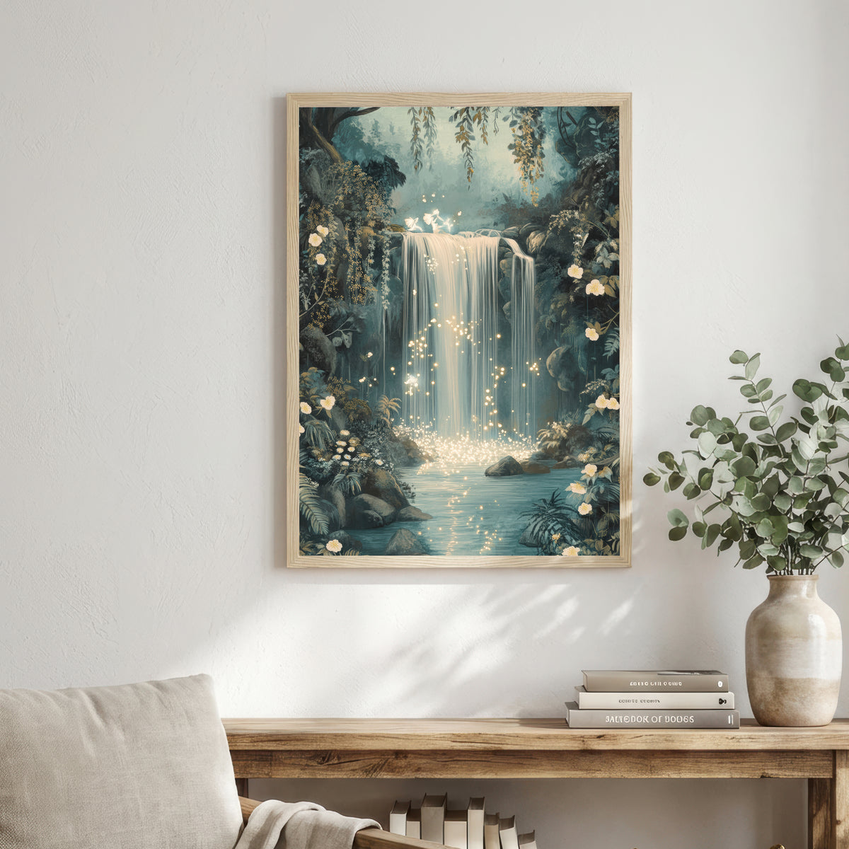 Enchanted Forest Waterfall Art Print