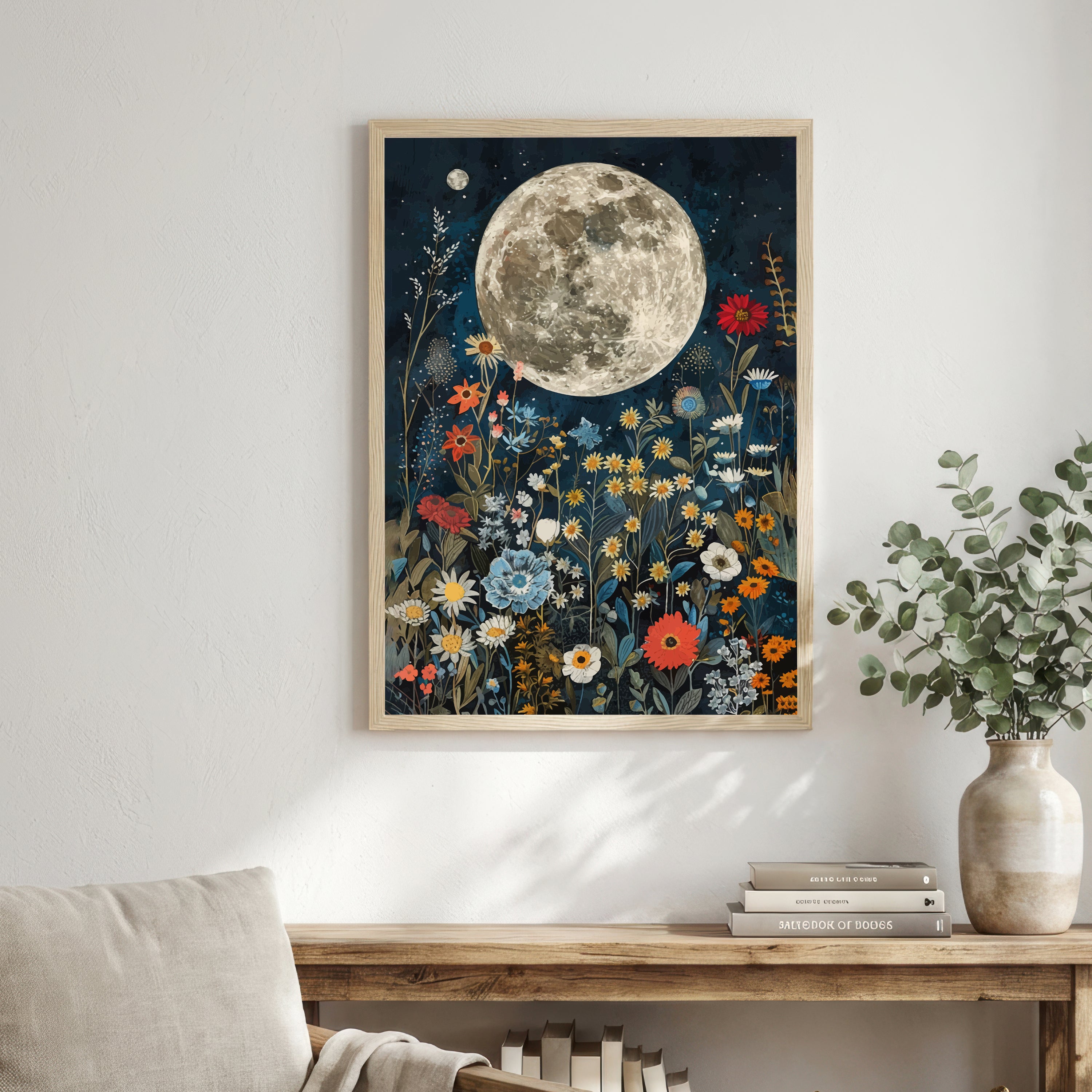 Moonlit Wildflower Garden Art Print