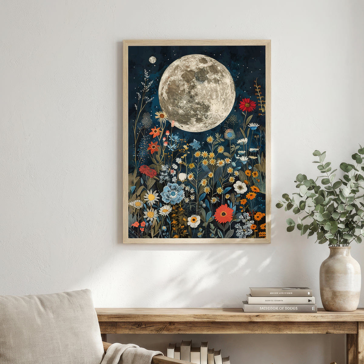 Moonlit Wildflower Garden Art Print