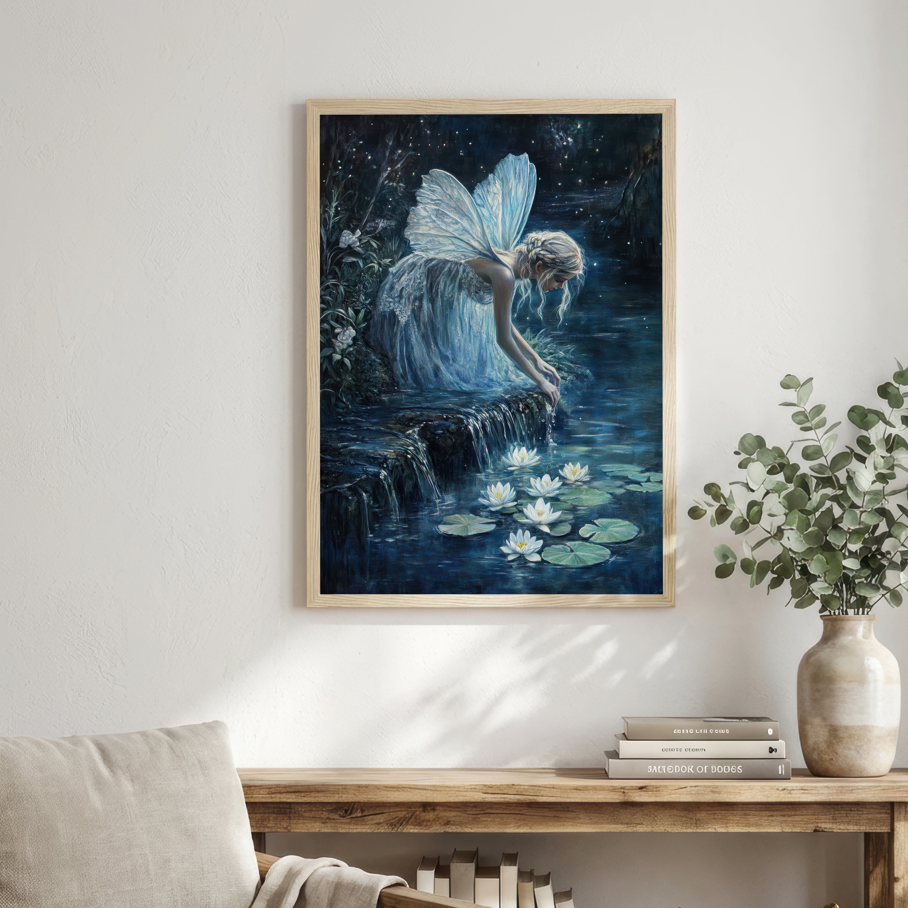 Starlit Waterfall Fairy Art Print