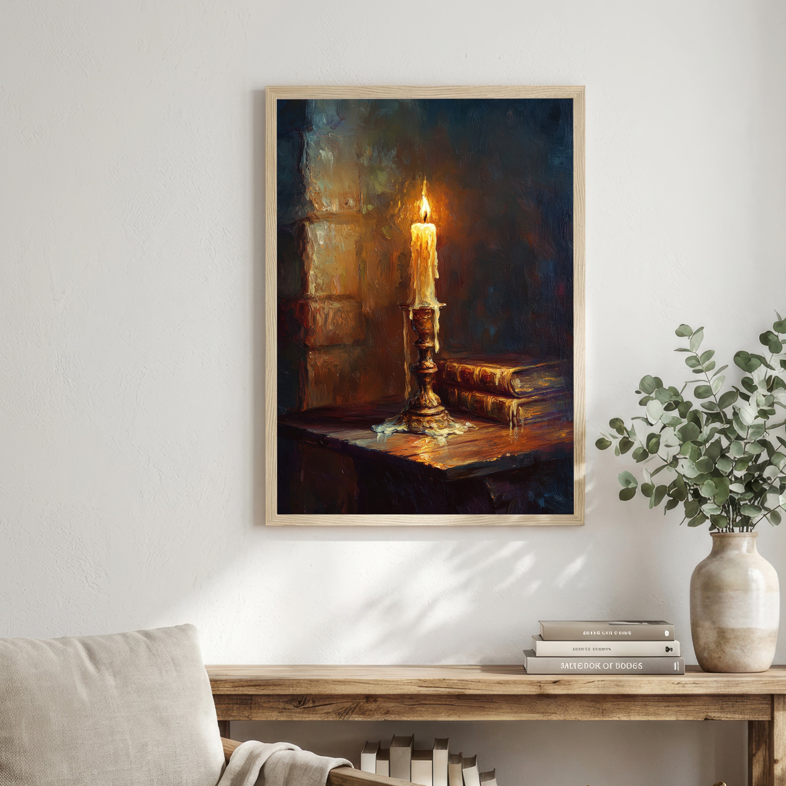 Candle and Books Dark Academia Art Print