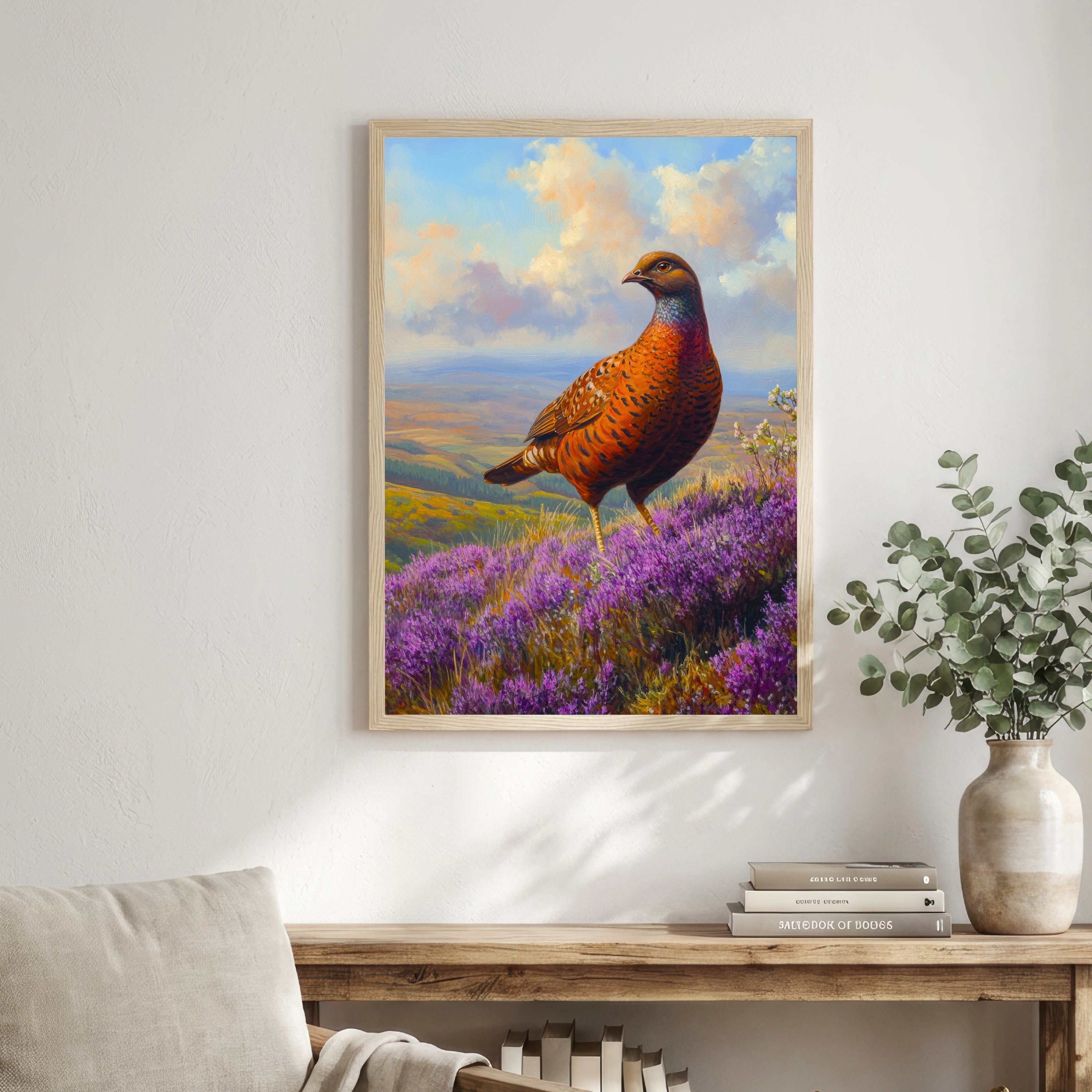 Pheasant Heather Landscape Art Print
