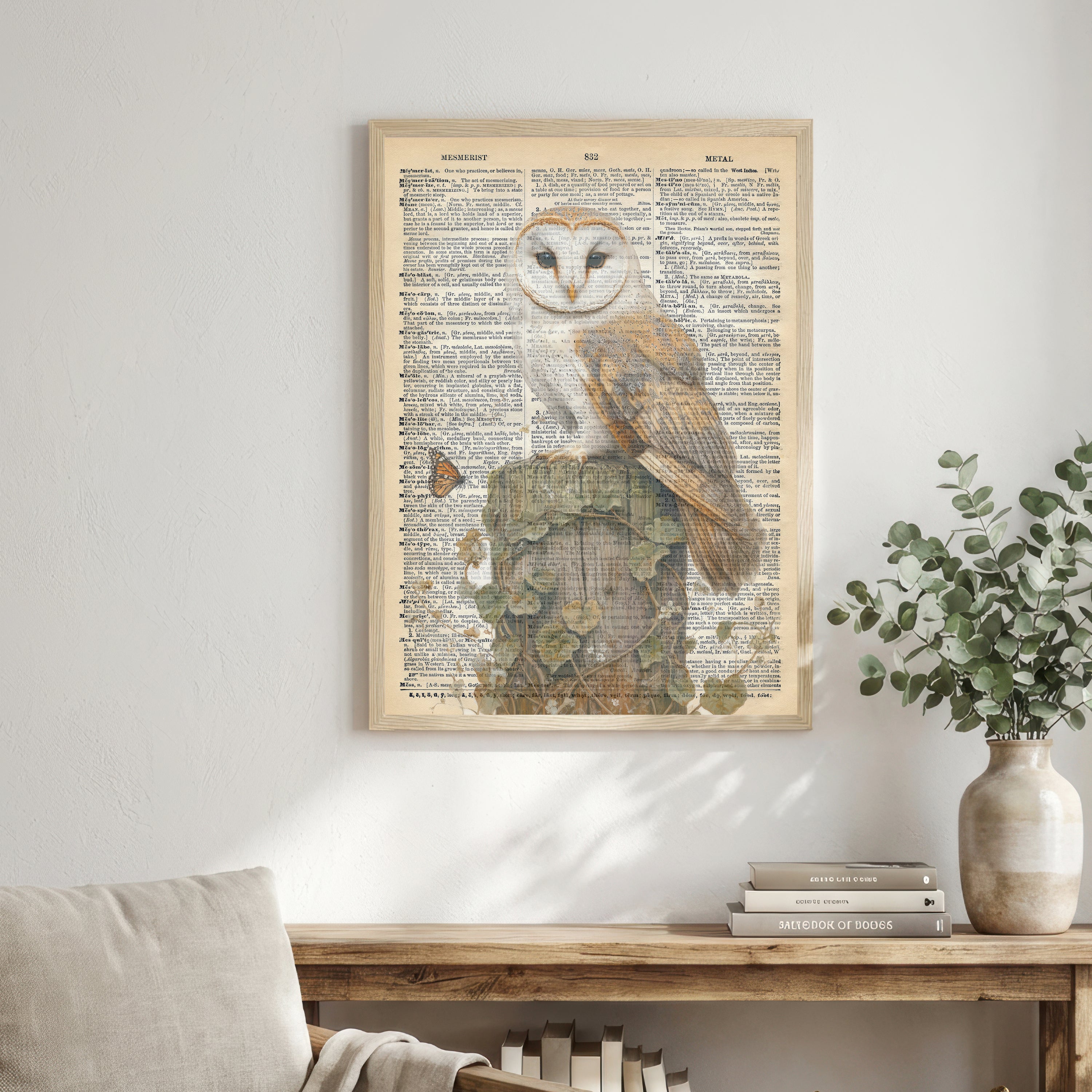 Vintage Dictionary Botanical Collage Art Print