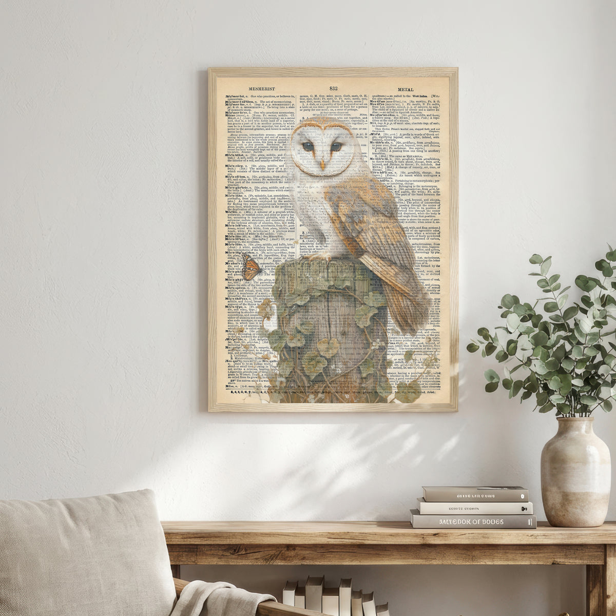 Vintage Dictionary Botanical Collage Art Print