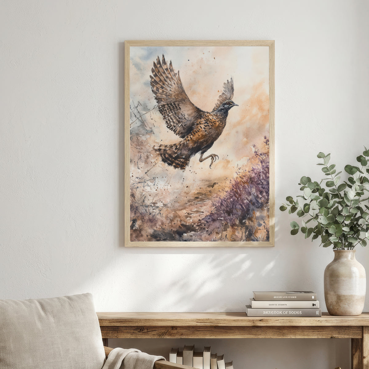 Flying Grouse Watercolour Art Print
