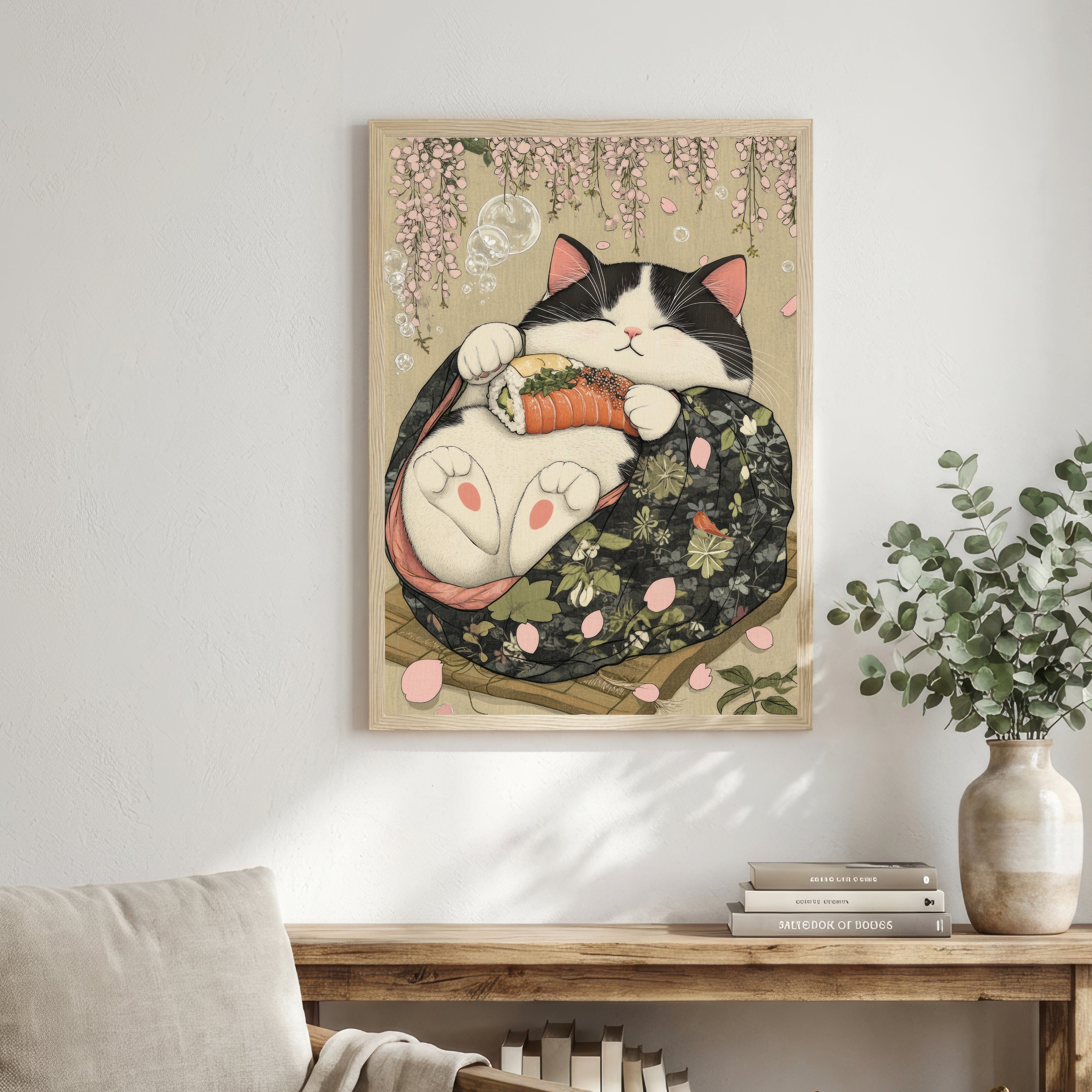 Japanese Cat Sushi Art Print