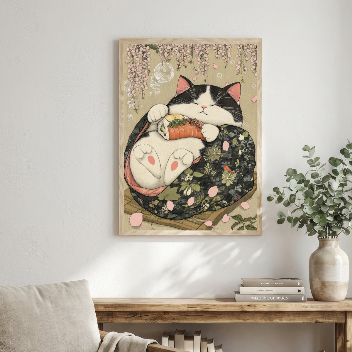 Japanese Cat Sushi Art Print