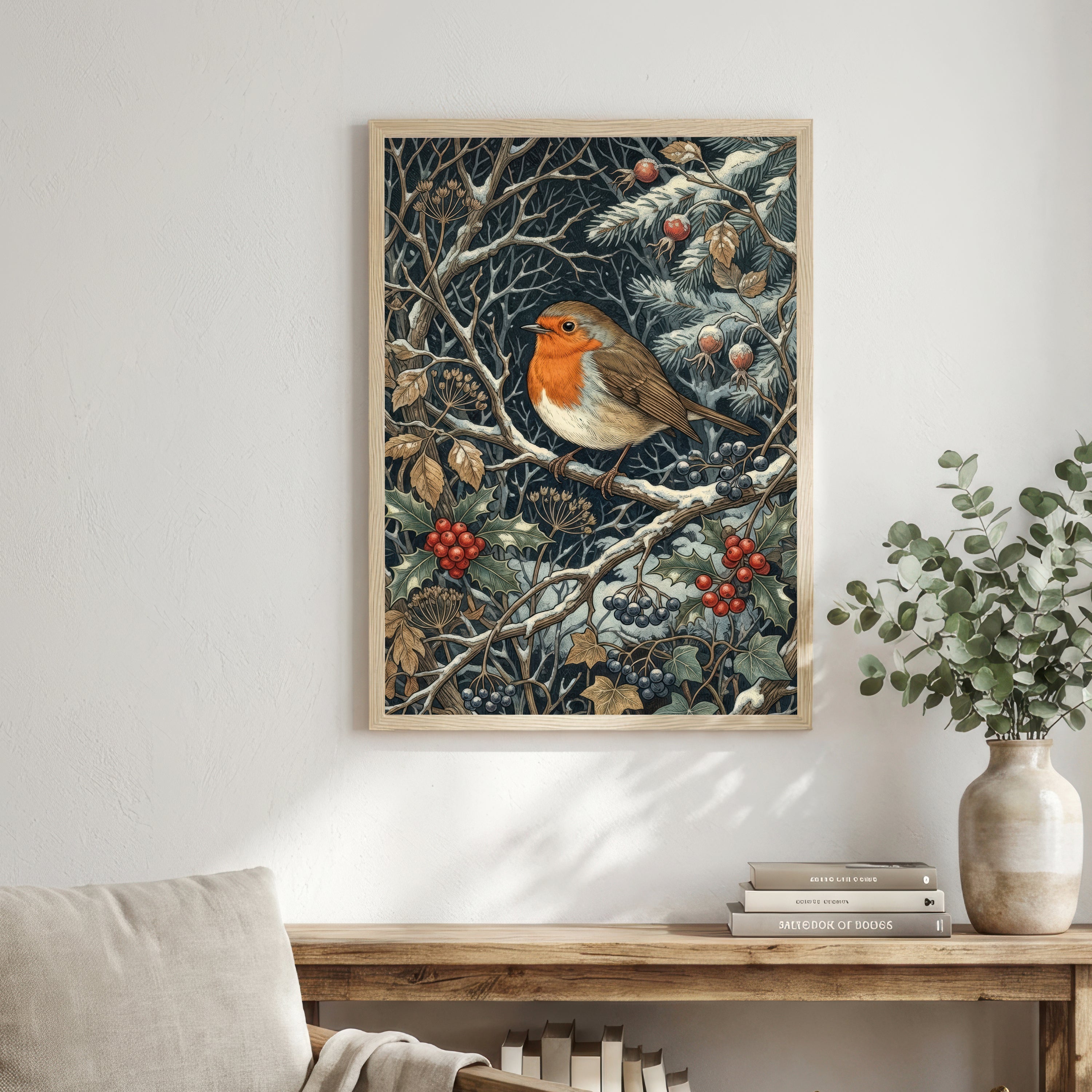 Robin Botanical Art Print