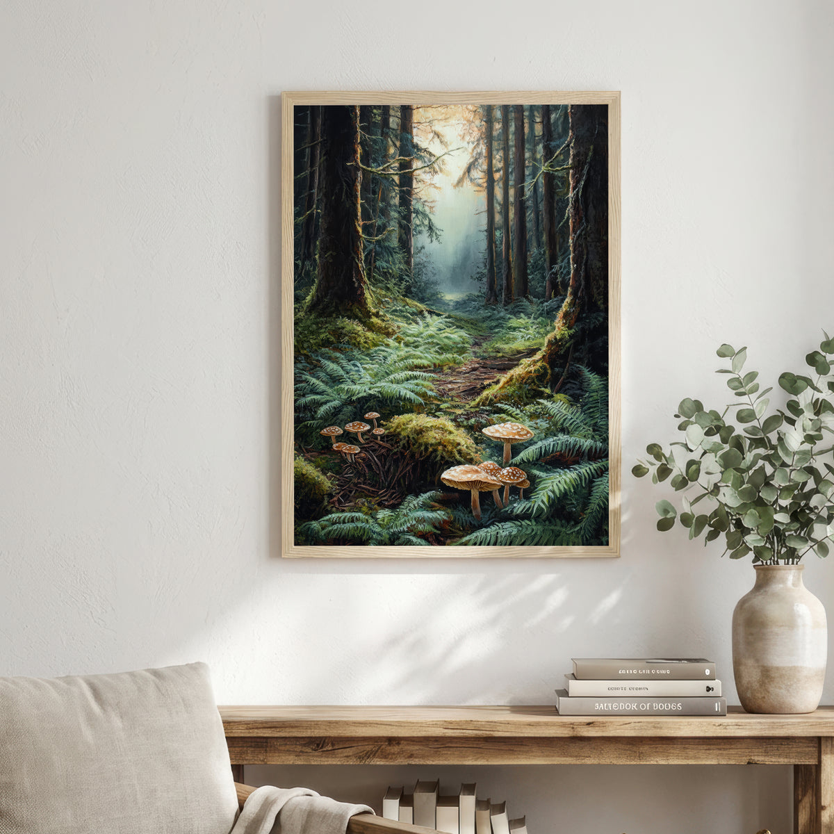 Mushroom Forest Landscape Art Print