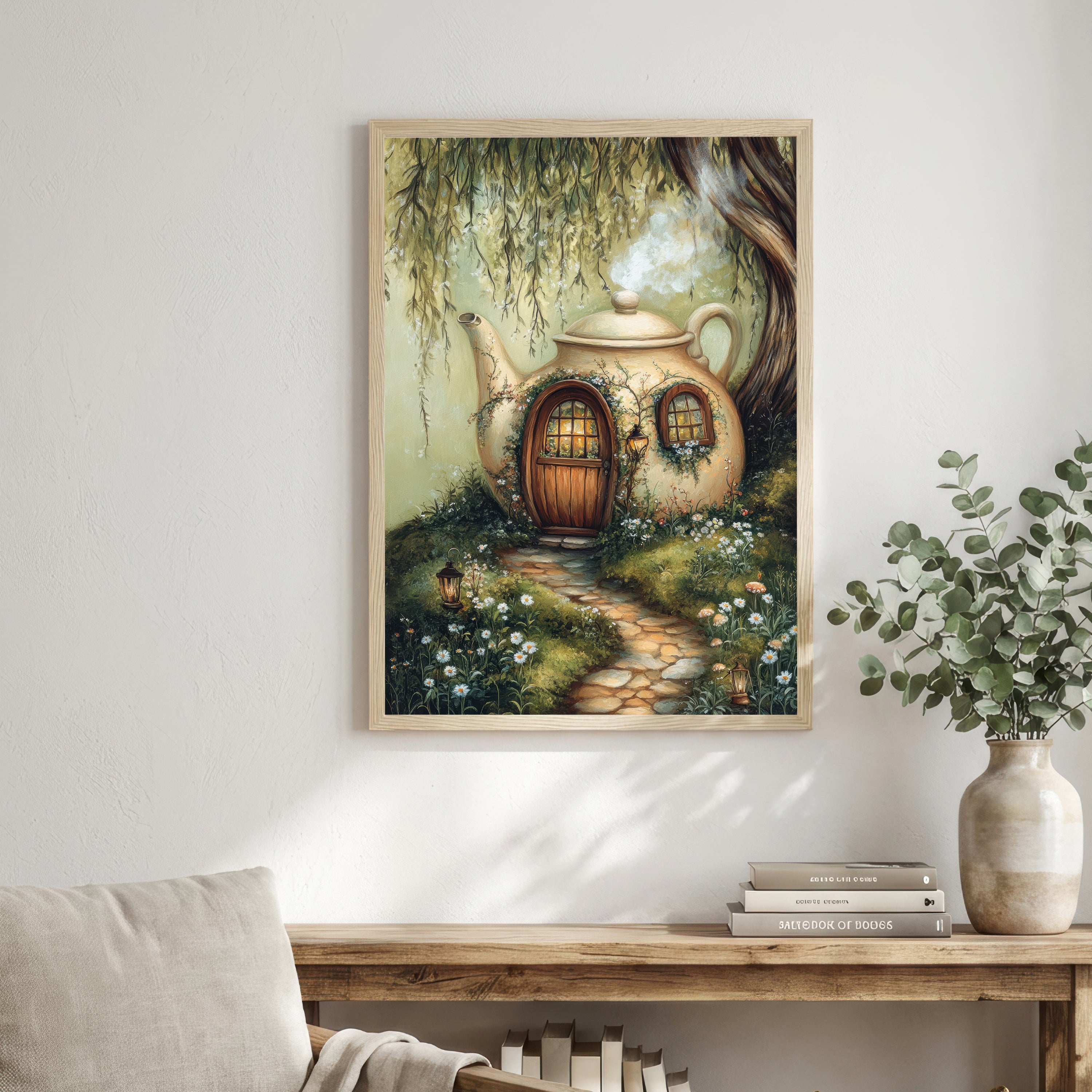 Enchanted Teapot Cottage Art Print