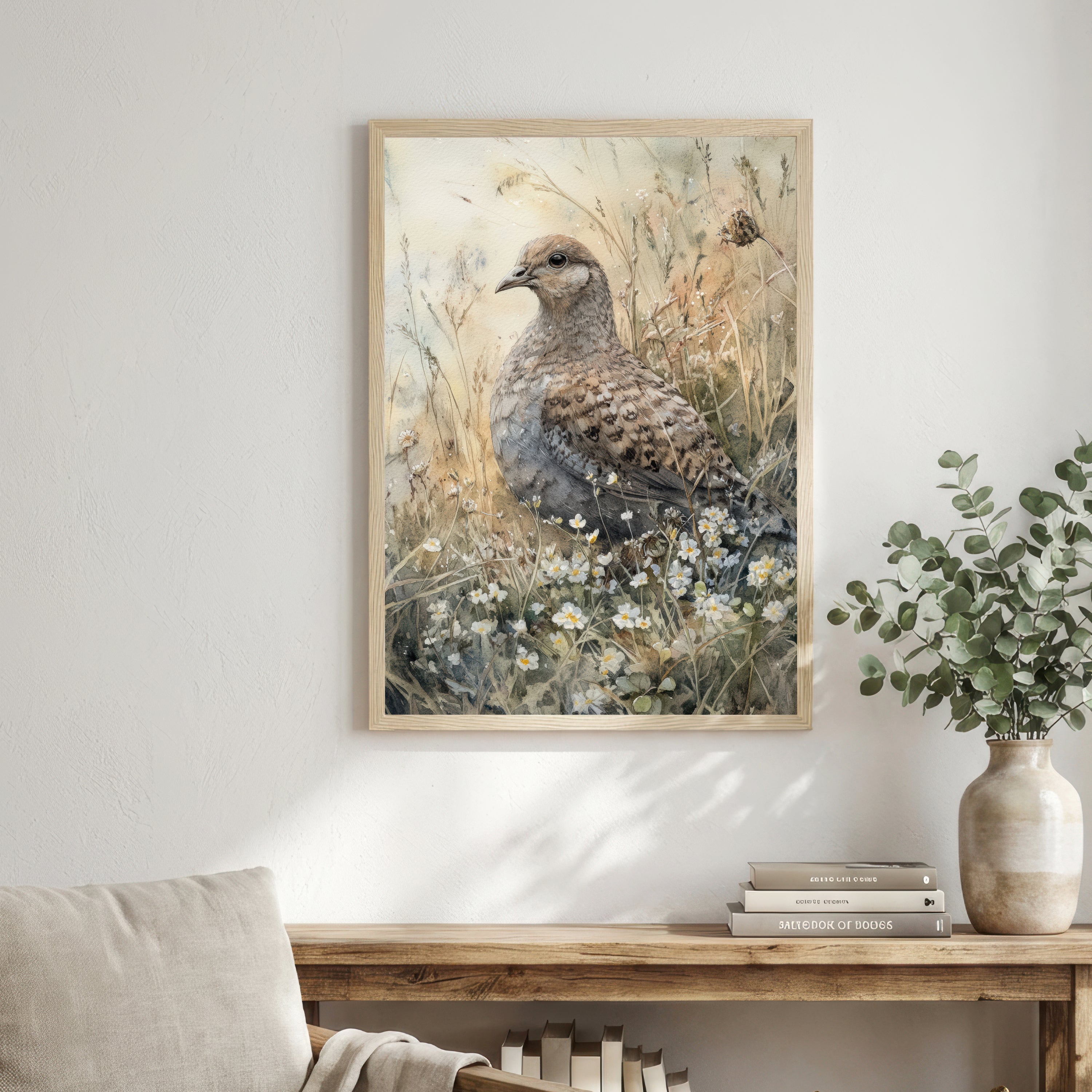 Partridge Wildflower Watercolour Art Print