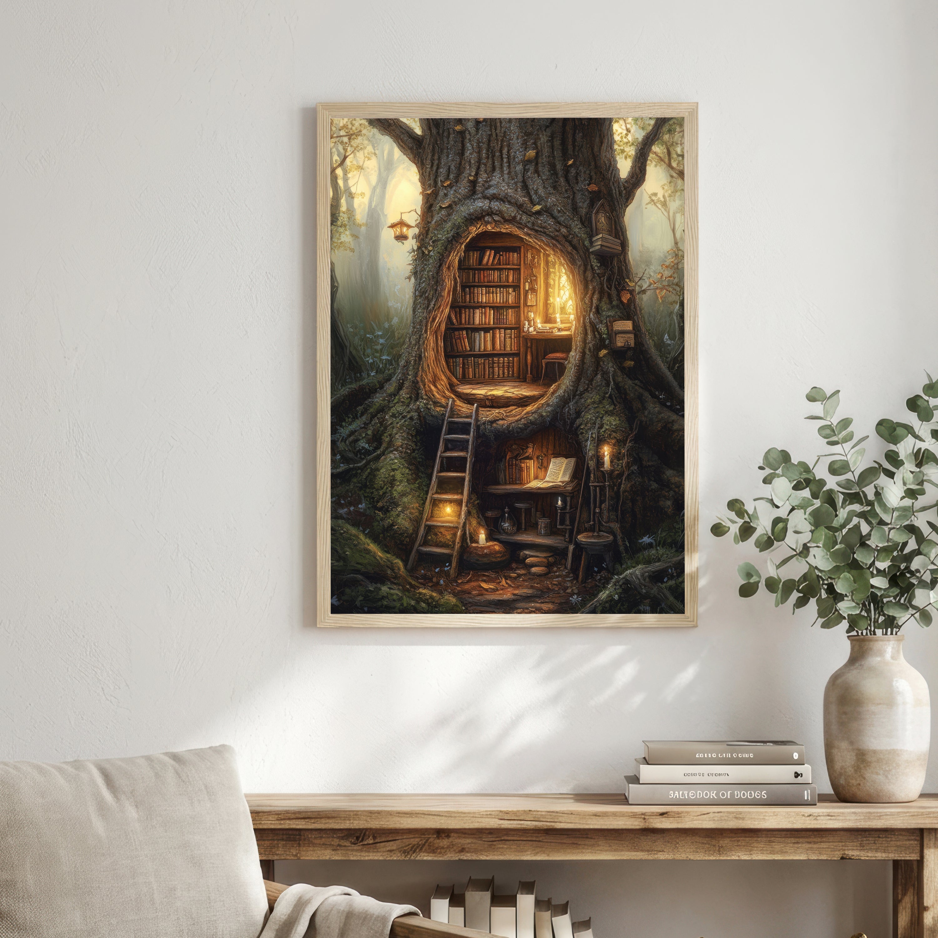 Enchanted Tree Library Art Print