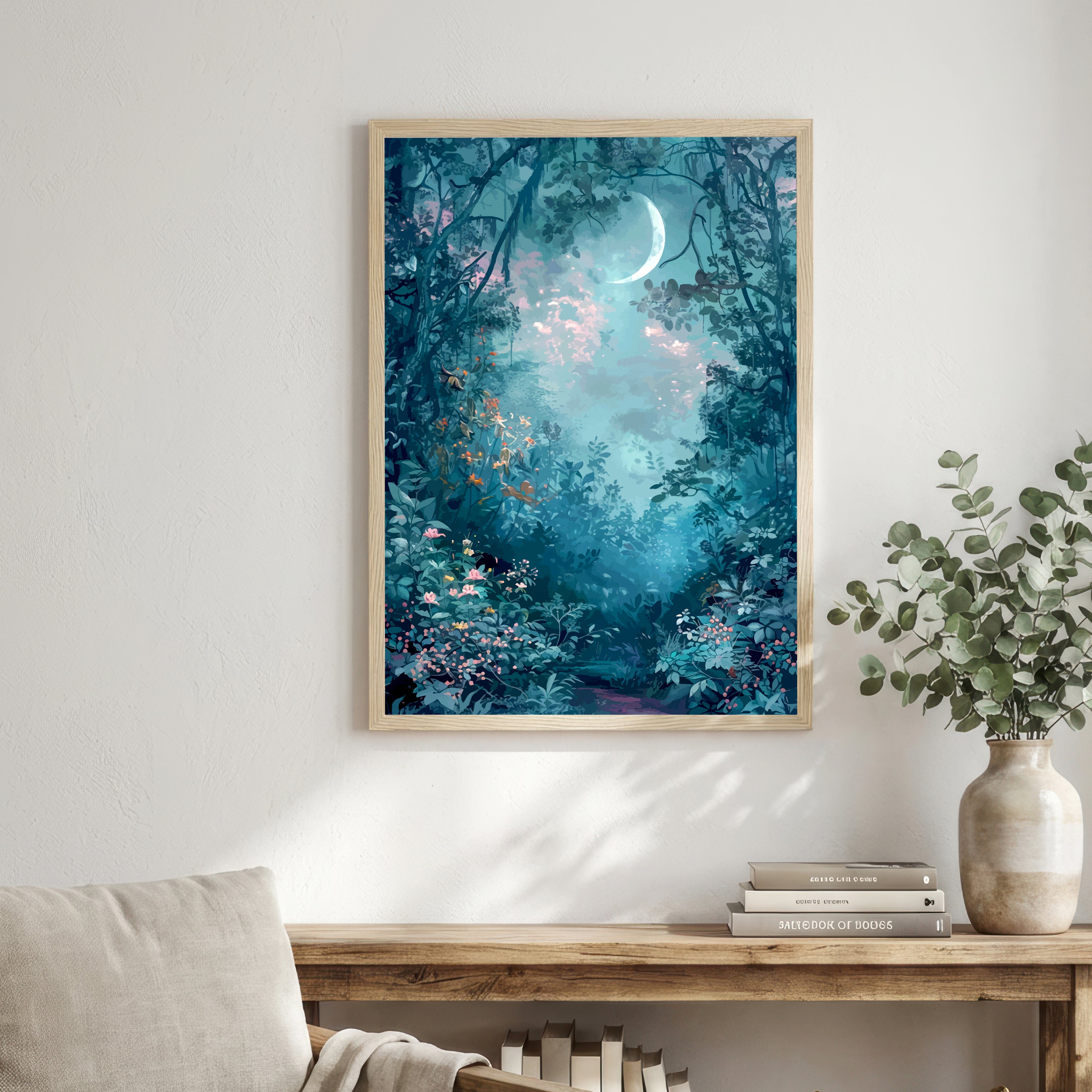 Moonlit Forest Path Art Print