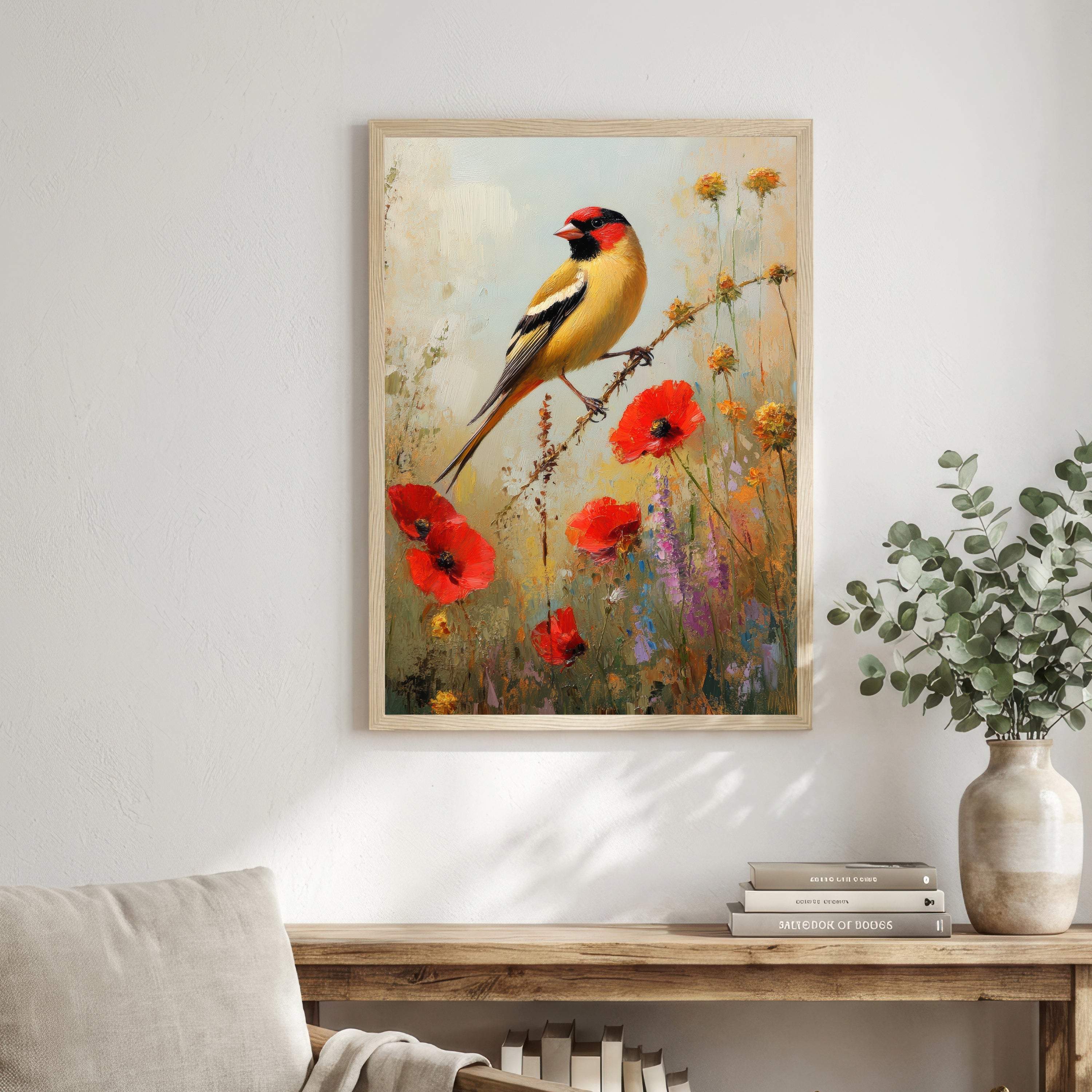 Goldfinch Wildflower Art Print
