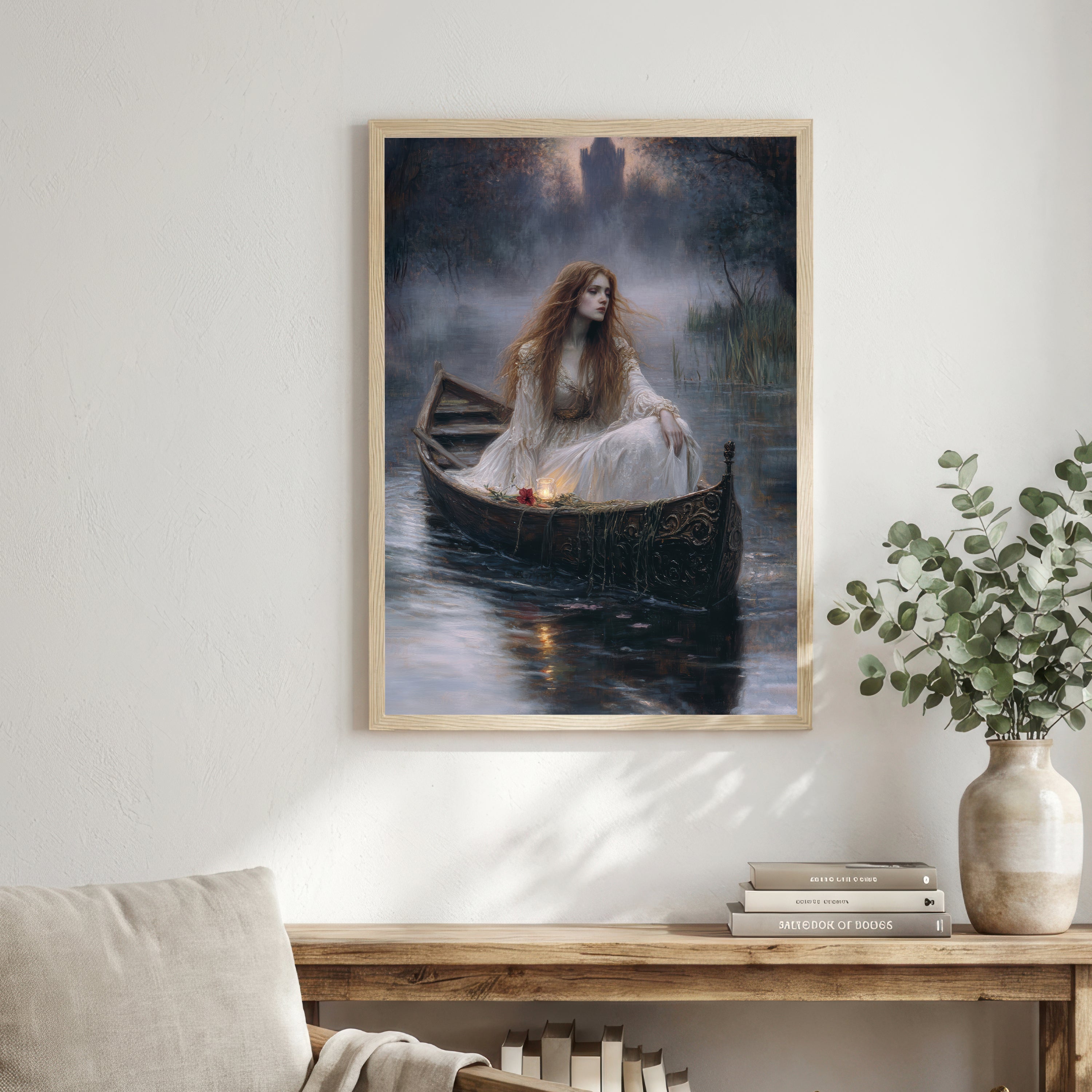 Romantic Woman in Boat Art Print