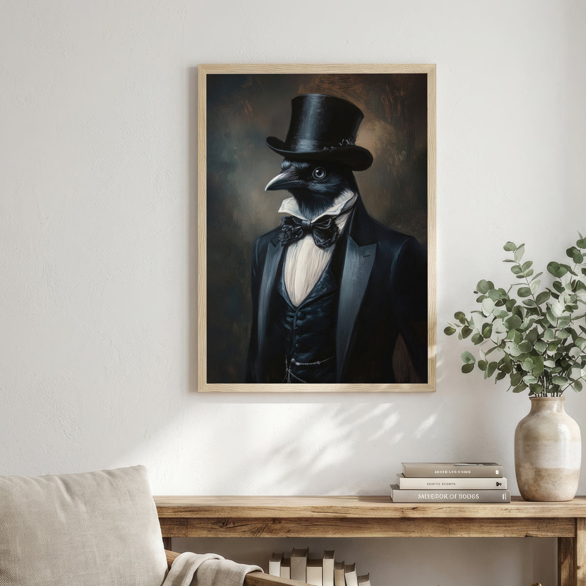 Raven Top Hat Dark Academia Art Print