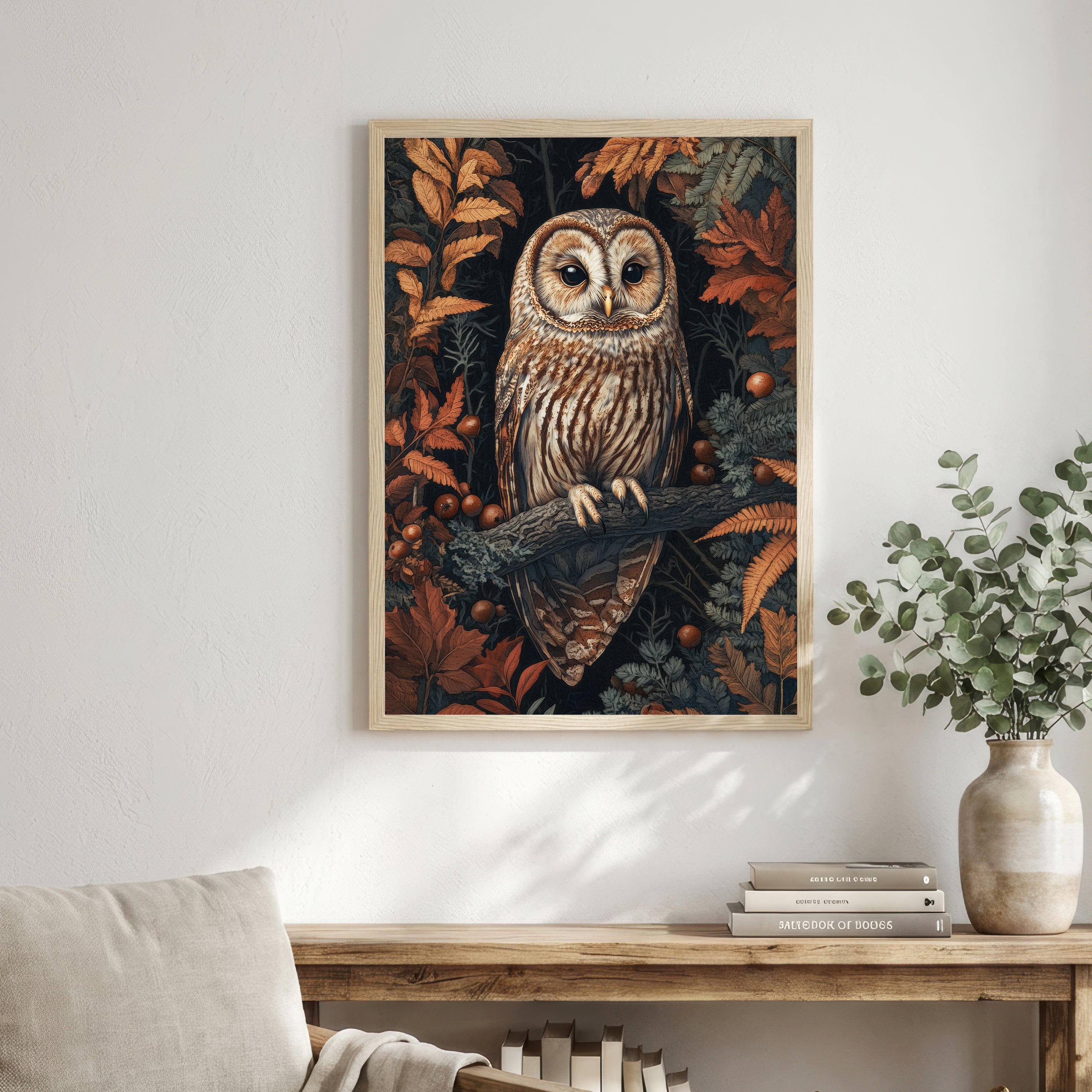 Barn Owl Autumn Forest Art Print