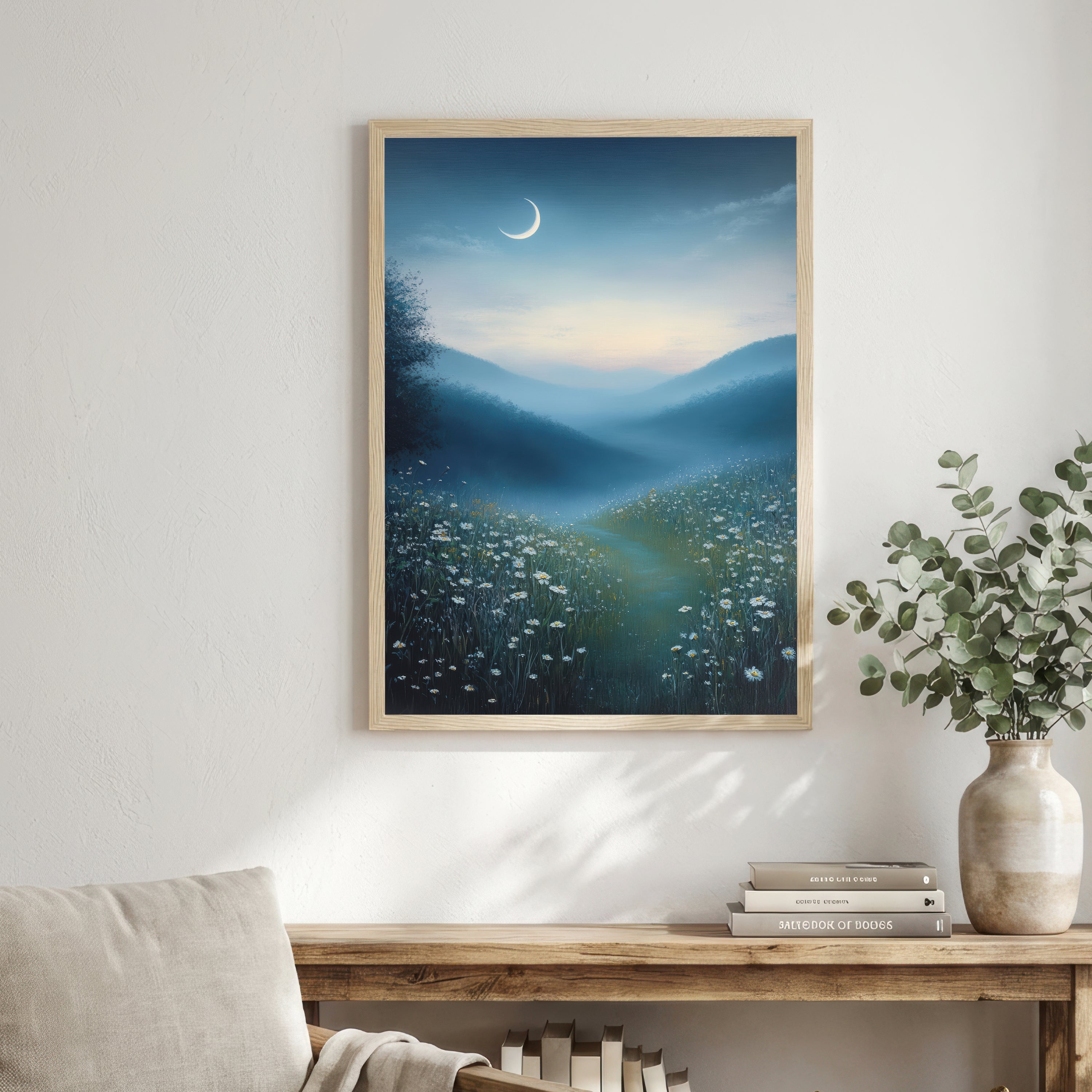 Moonlit Wildflower Meadow Art Print