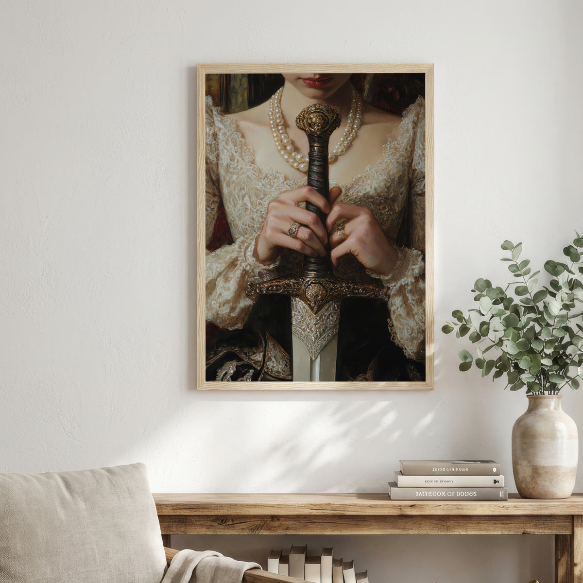 Gothic Woman with Ornate Sword Art Print