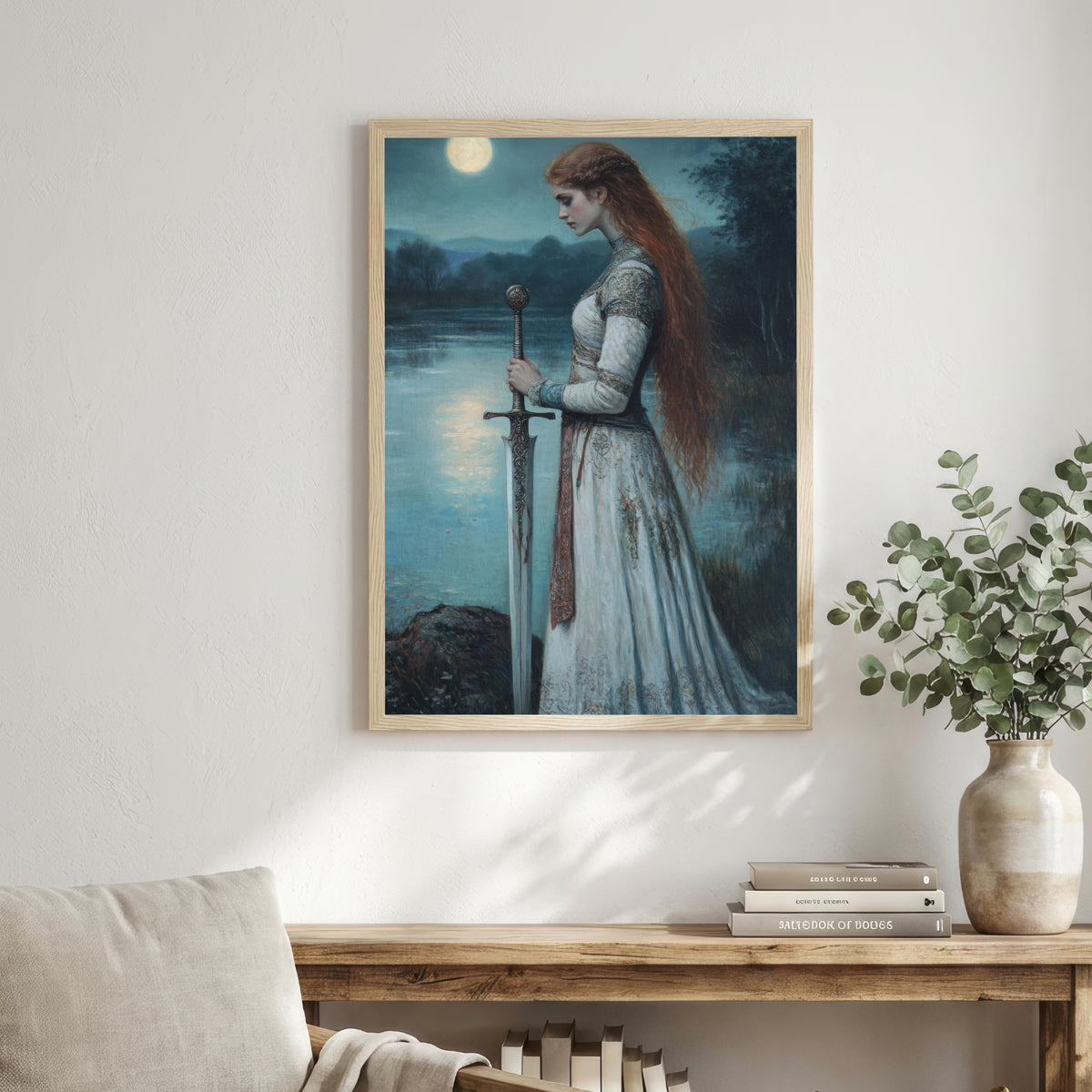 Moonlit Woman Knight Art Print