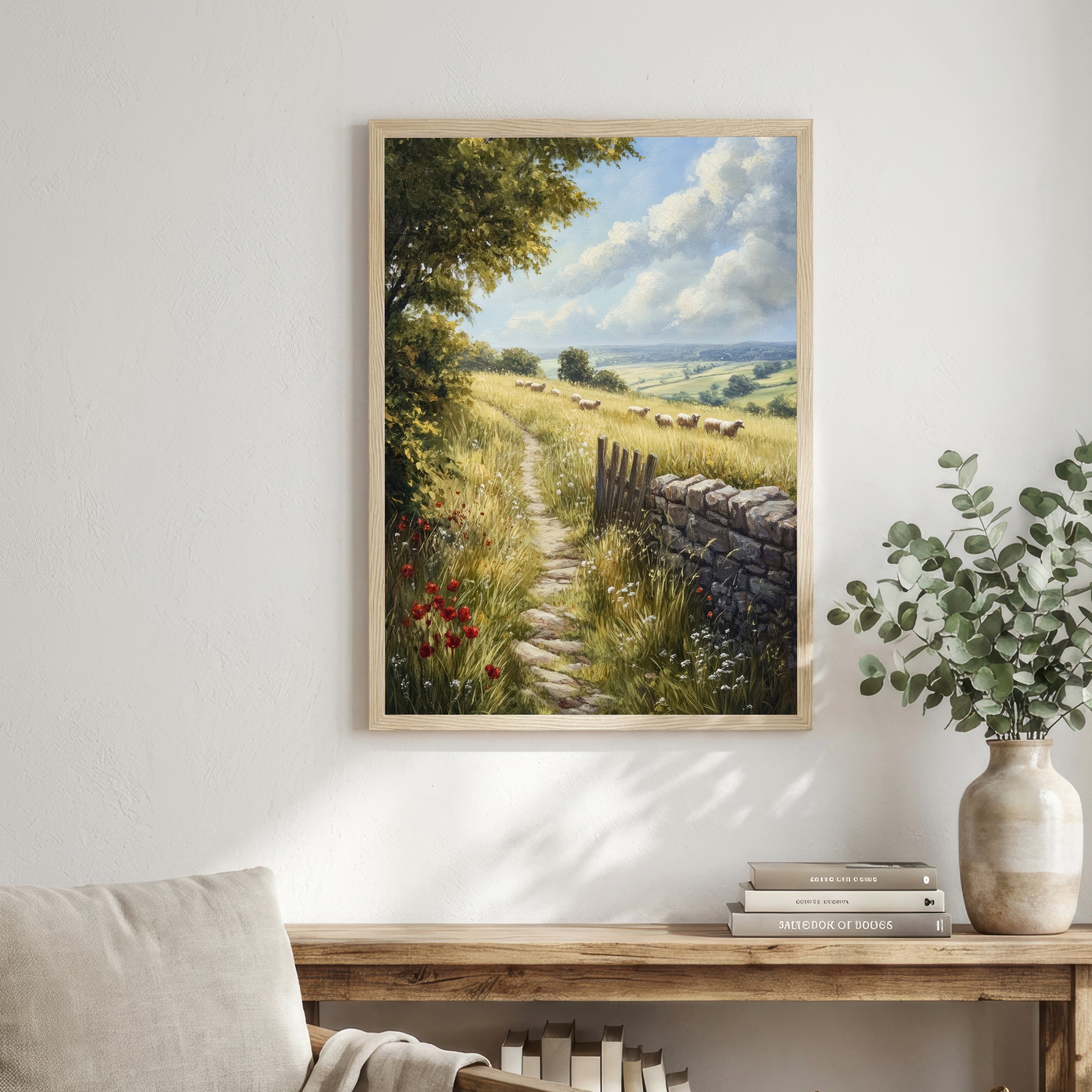 Pastoral Sheep Landscape Art Print