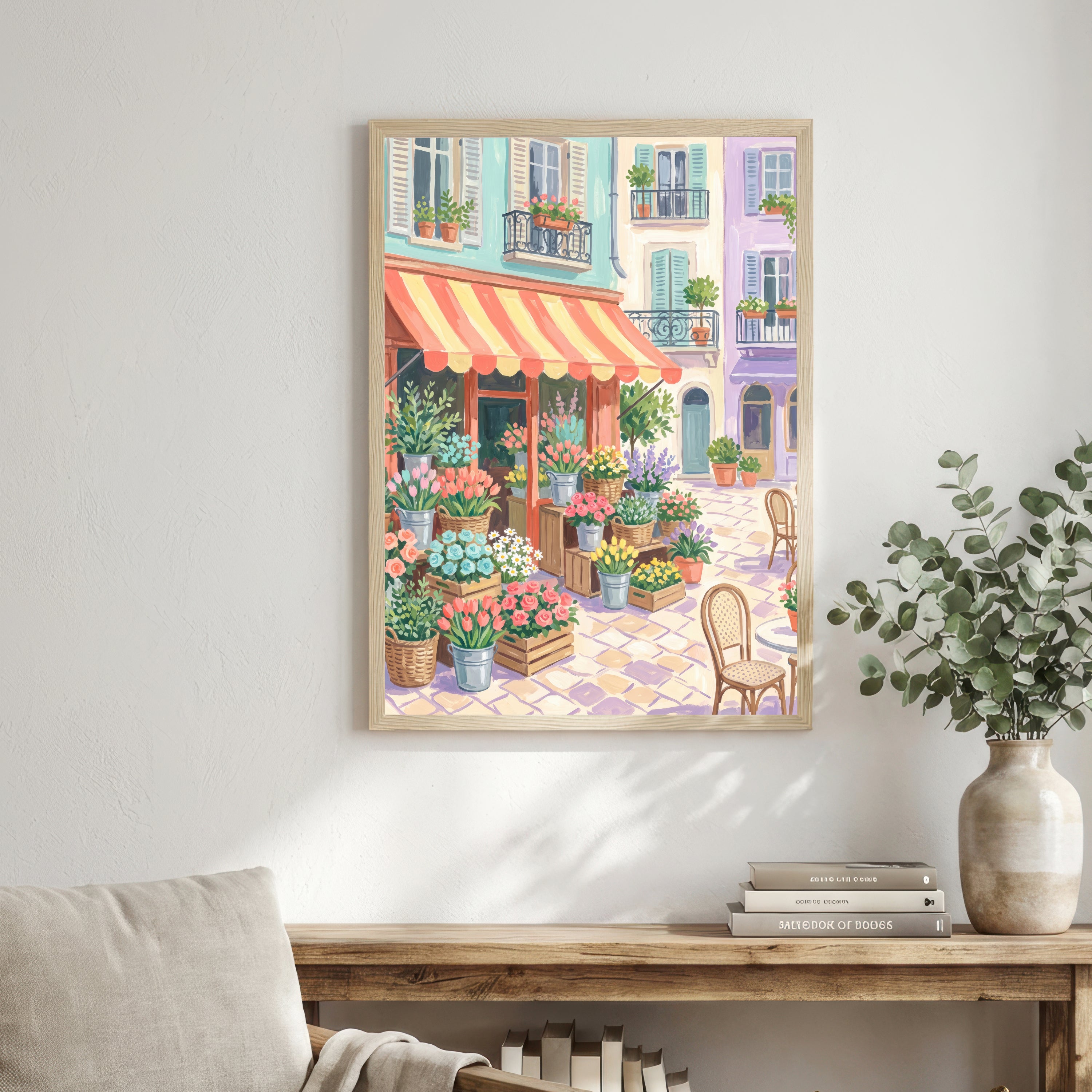 Colourful Flower Shop Street Art Print