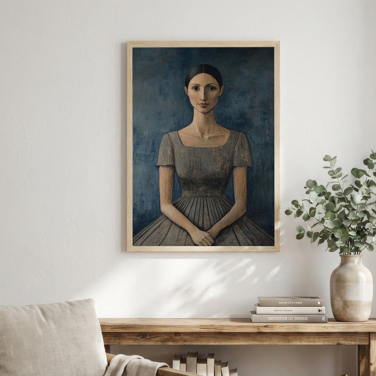 Seated Woman Naive Portrait Art Print