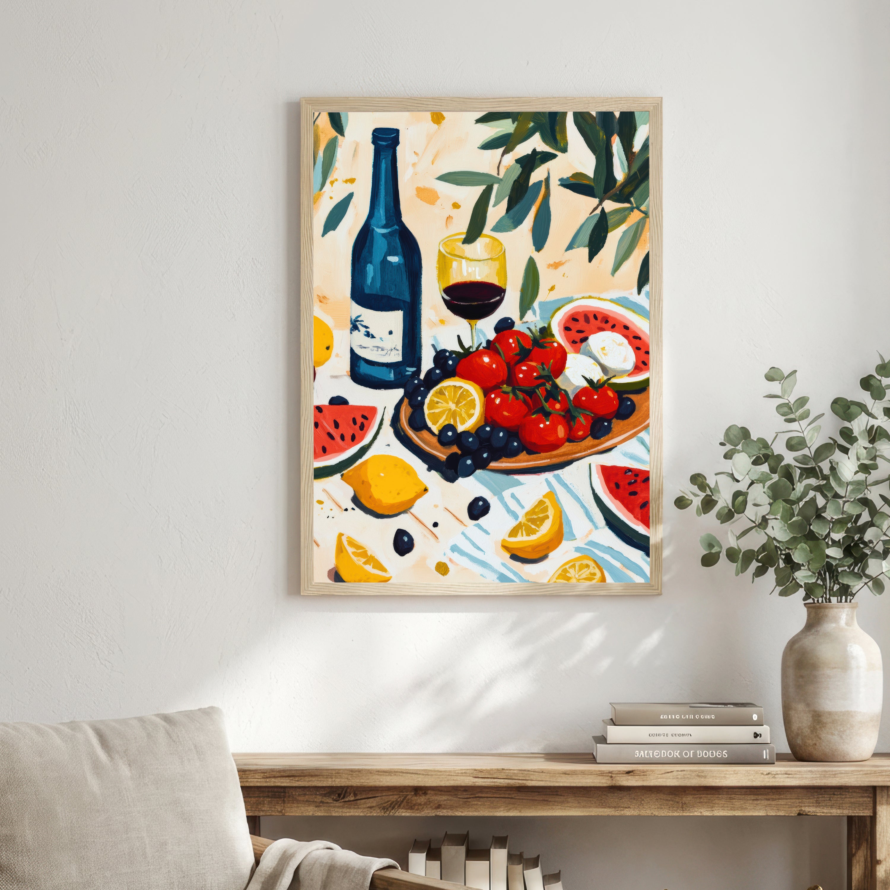 Painterly Fruit and Wine Still Life Art Print
