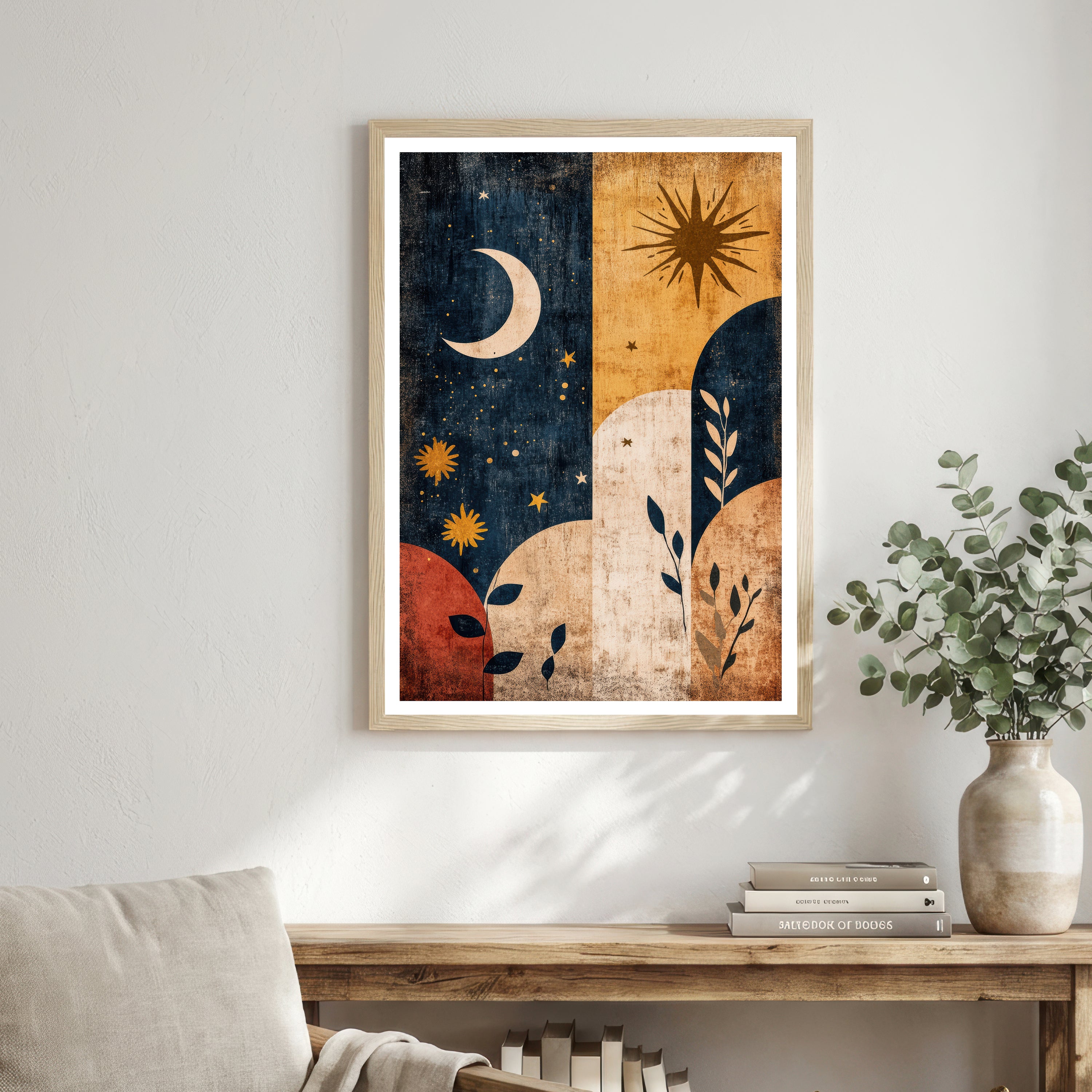 Celestial Moon and Sun Art Print