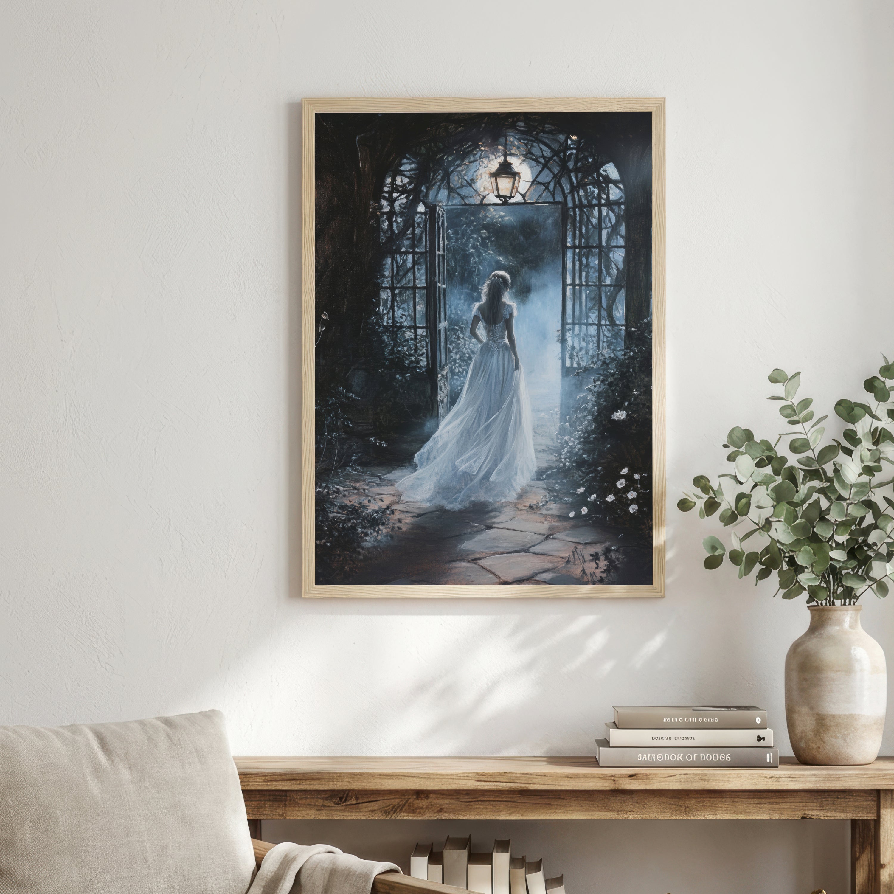 Moonlit Garden Figure Art Print