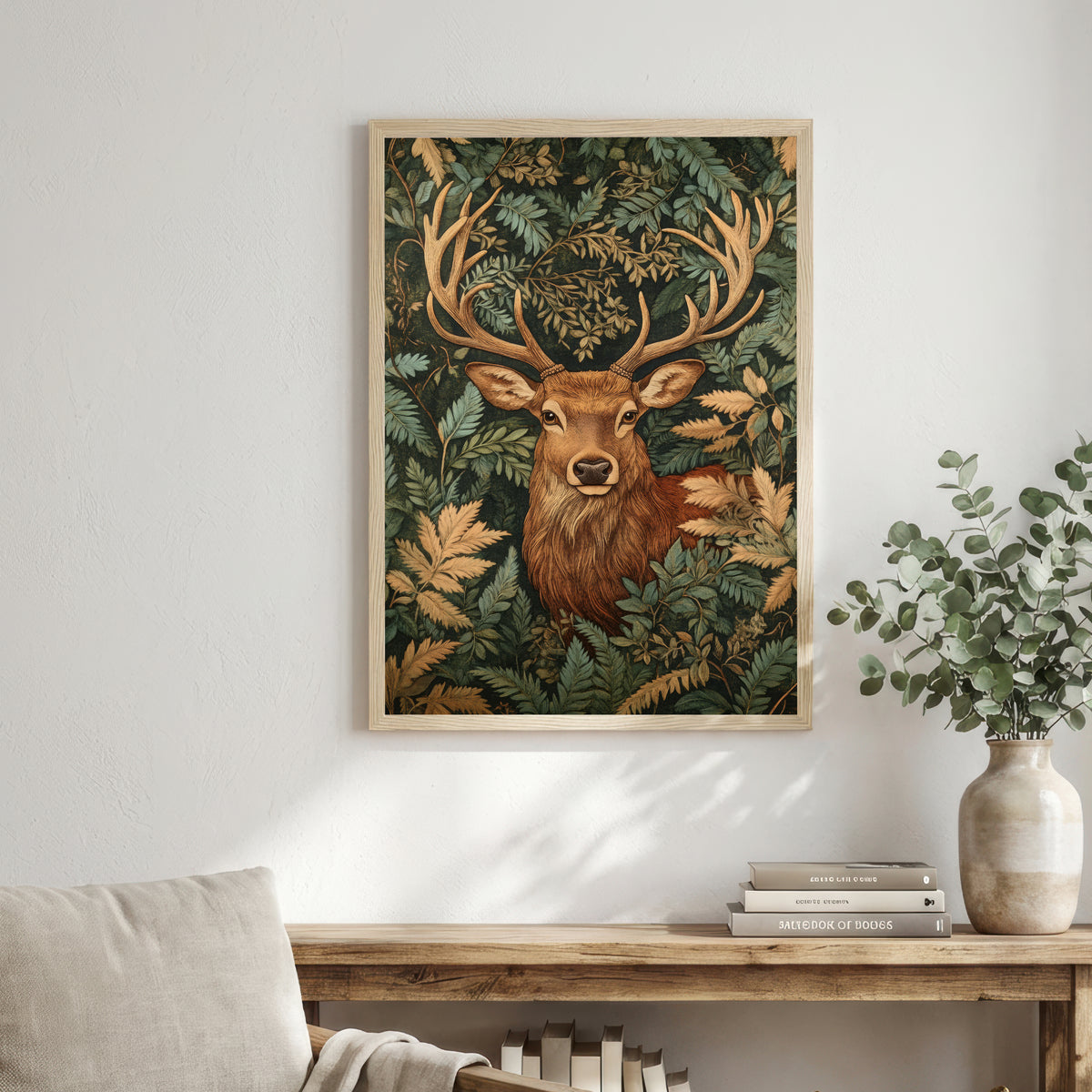 Stag Woodland Botanical Art Print