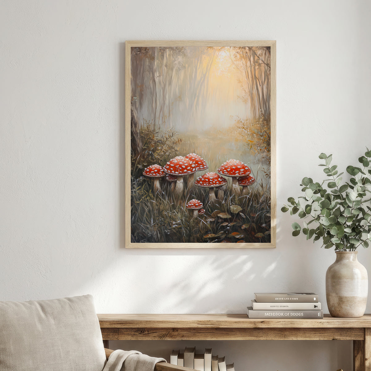 Red Toadstool Forest Art Print