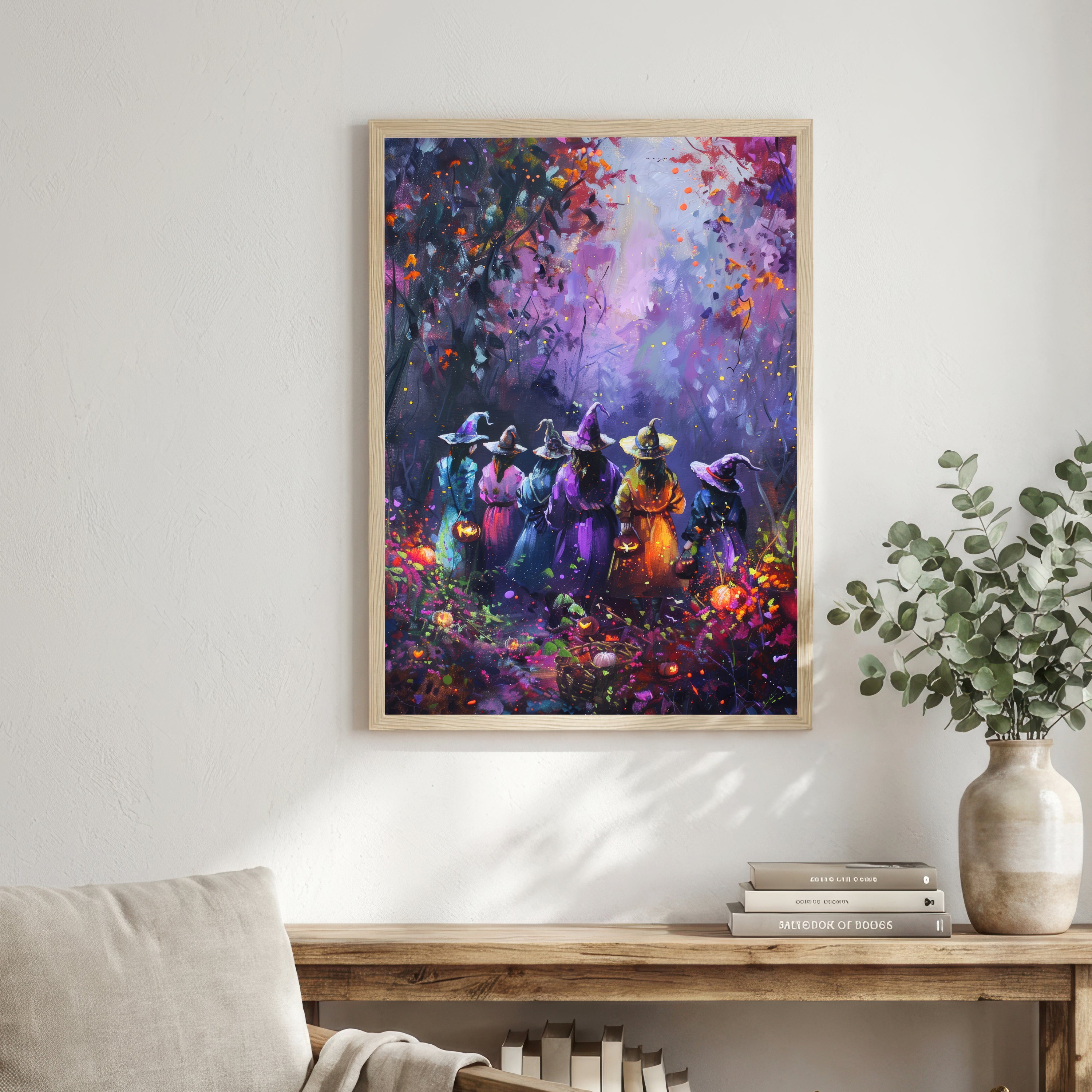 Whimsical Witch Gathering Art Print