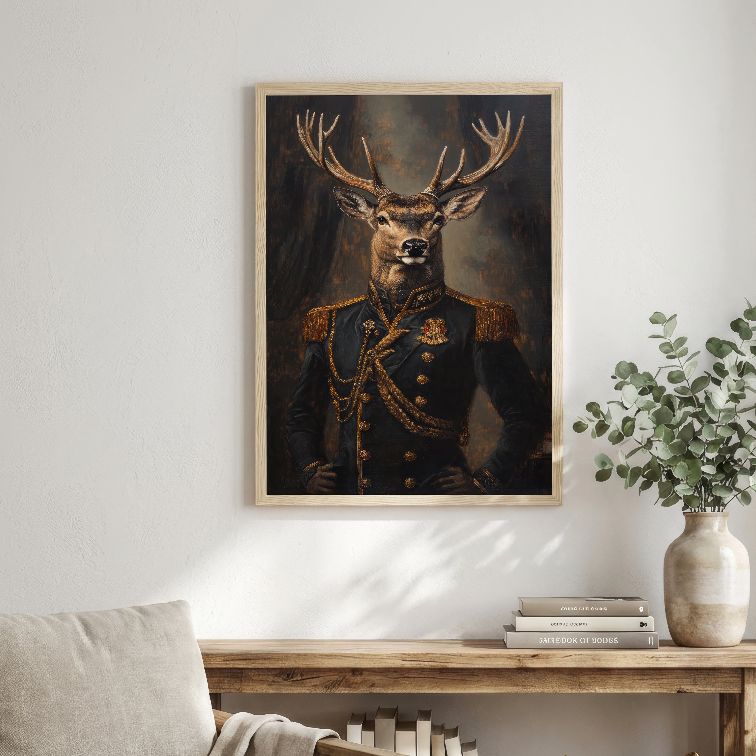 Regal Stag Military Portrait Art Print