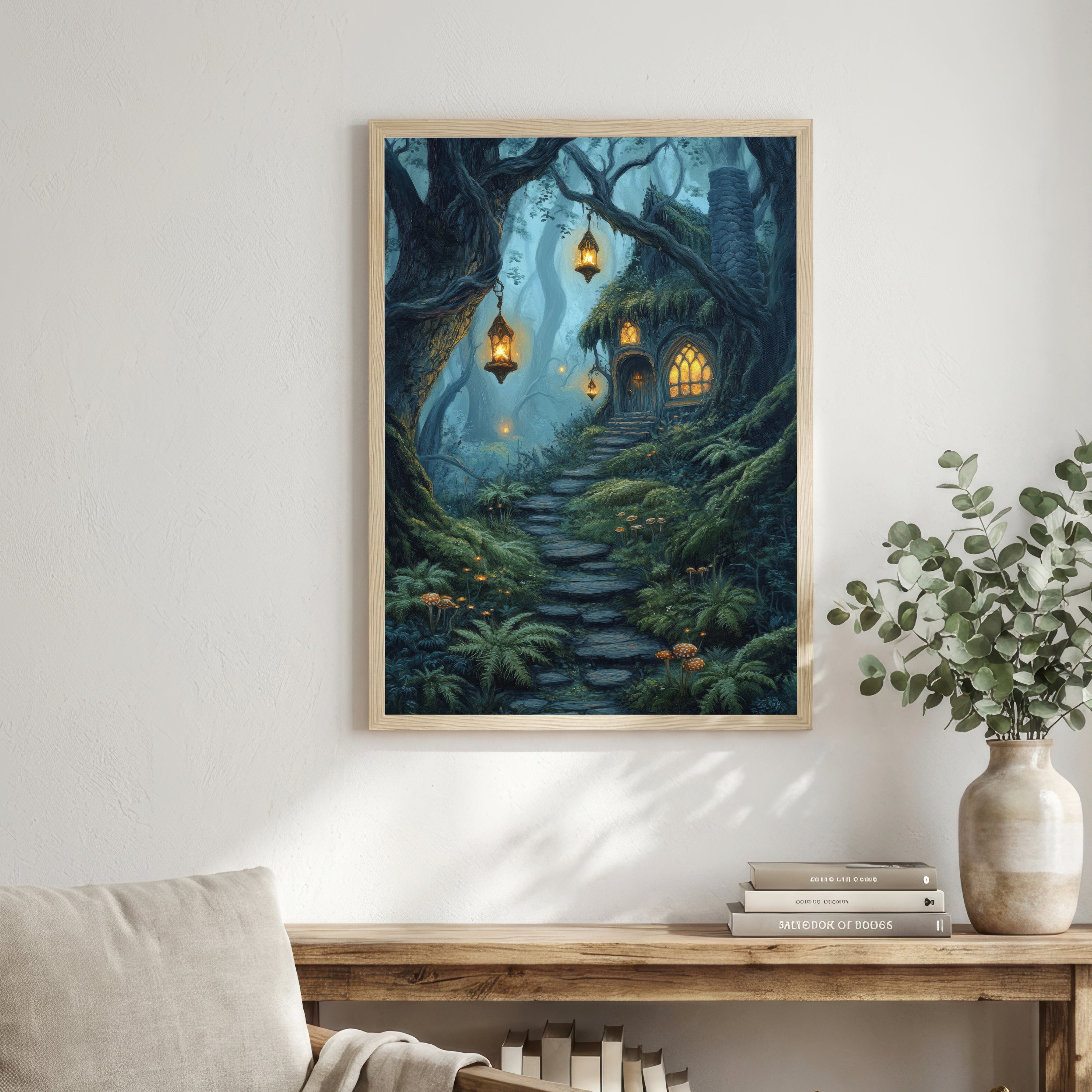 Enchanted Forest Cottage Art Print