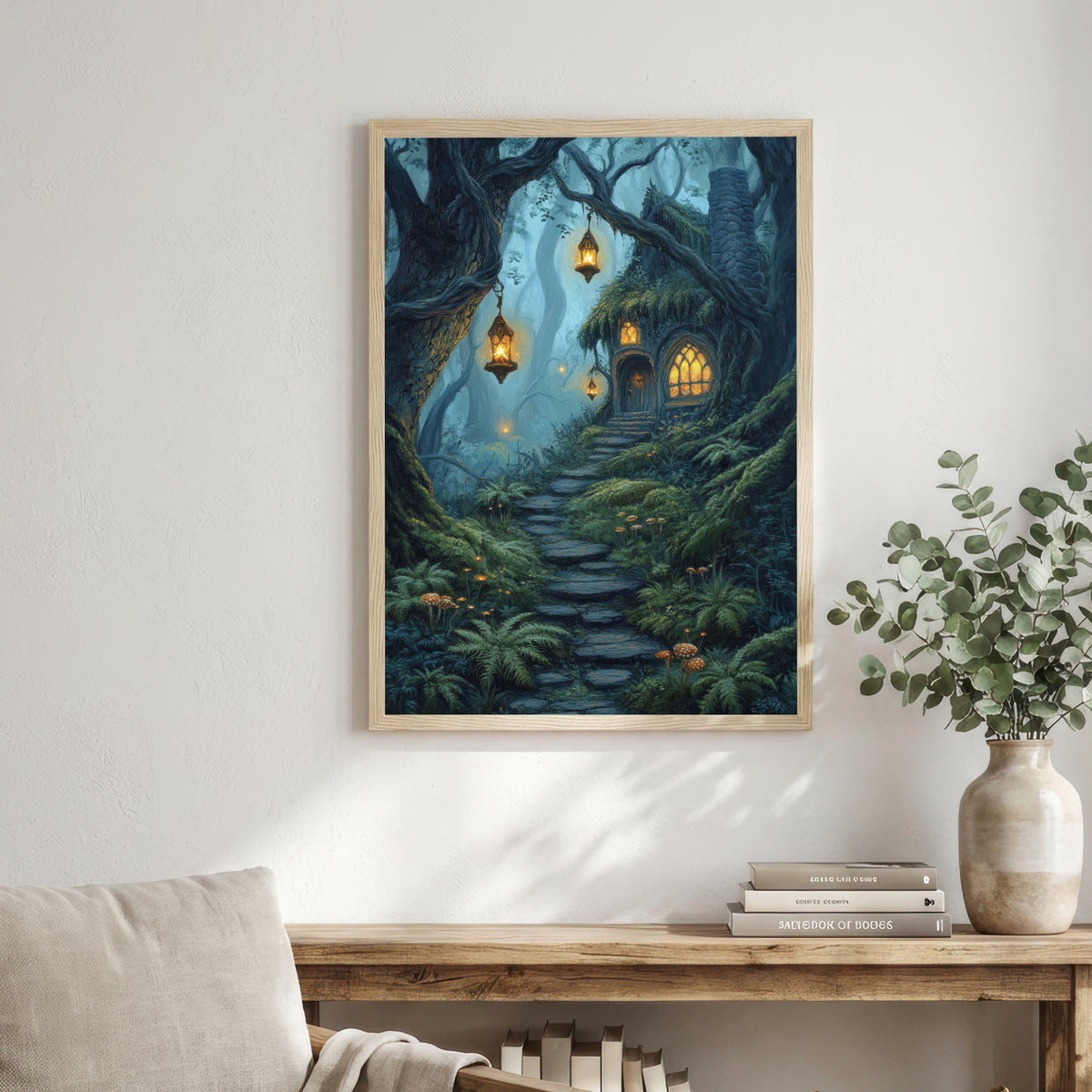 Enchanted Forest Cottage Art Print