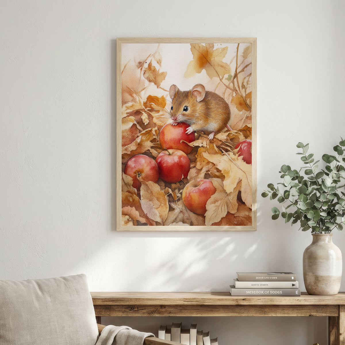 Mouse Among Apples Watercolour Art Print