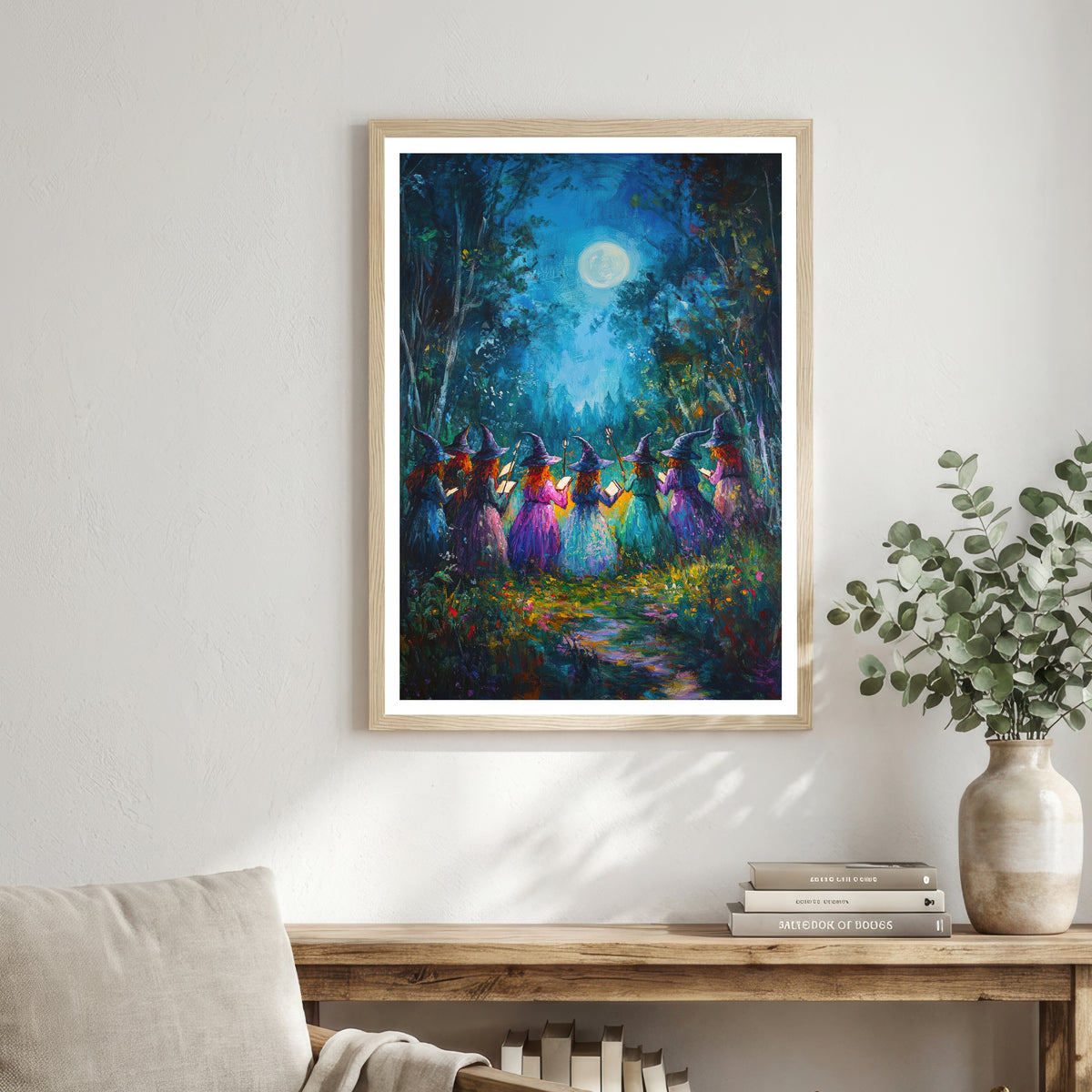 Moonlit Witch Gathering Art Print