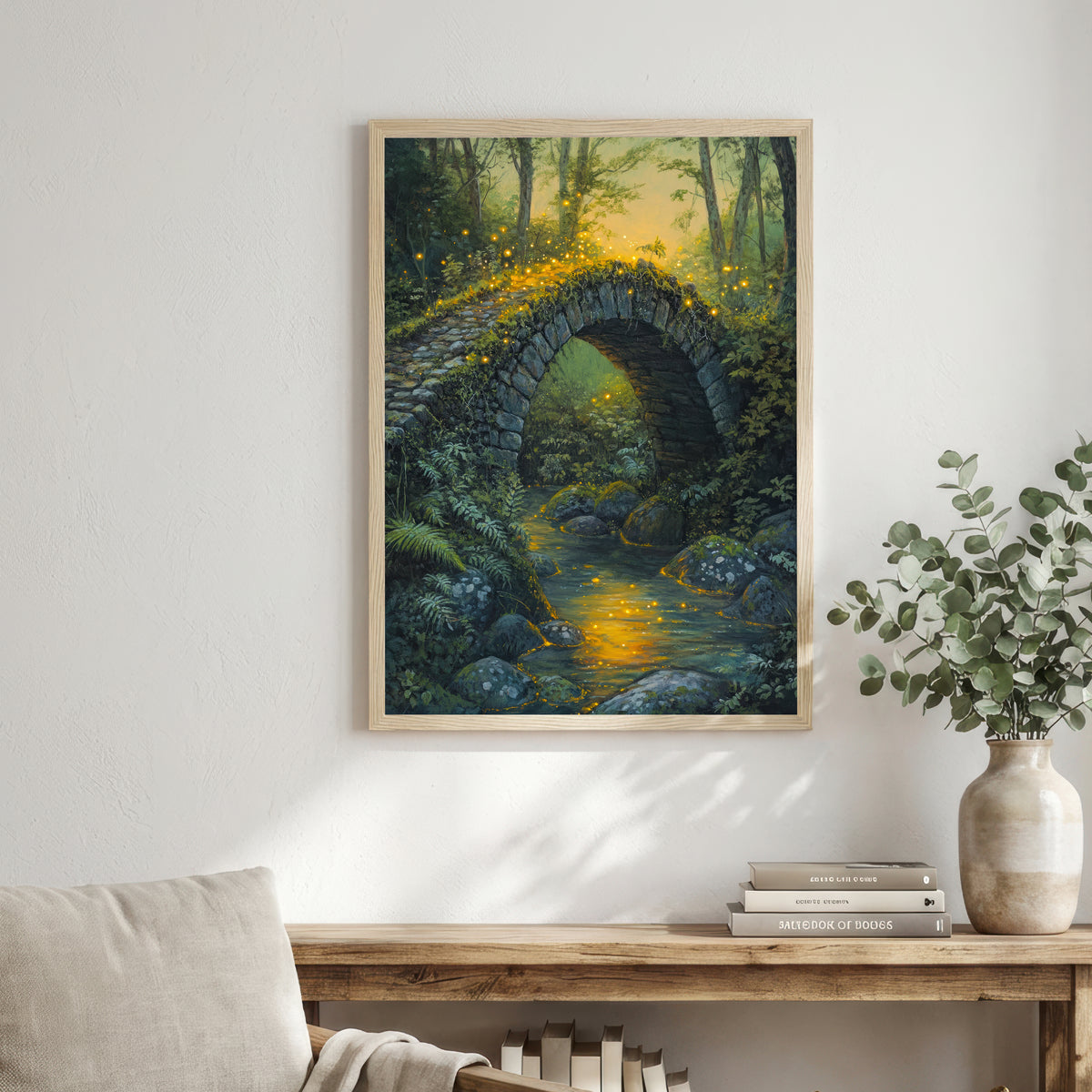 Enchanted Forest Stone Bridge Art Print