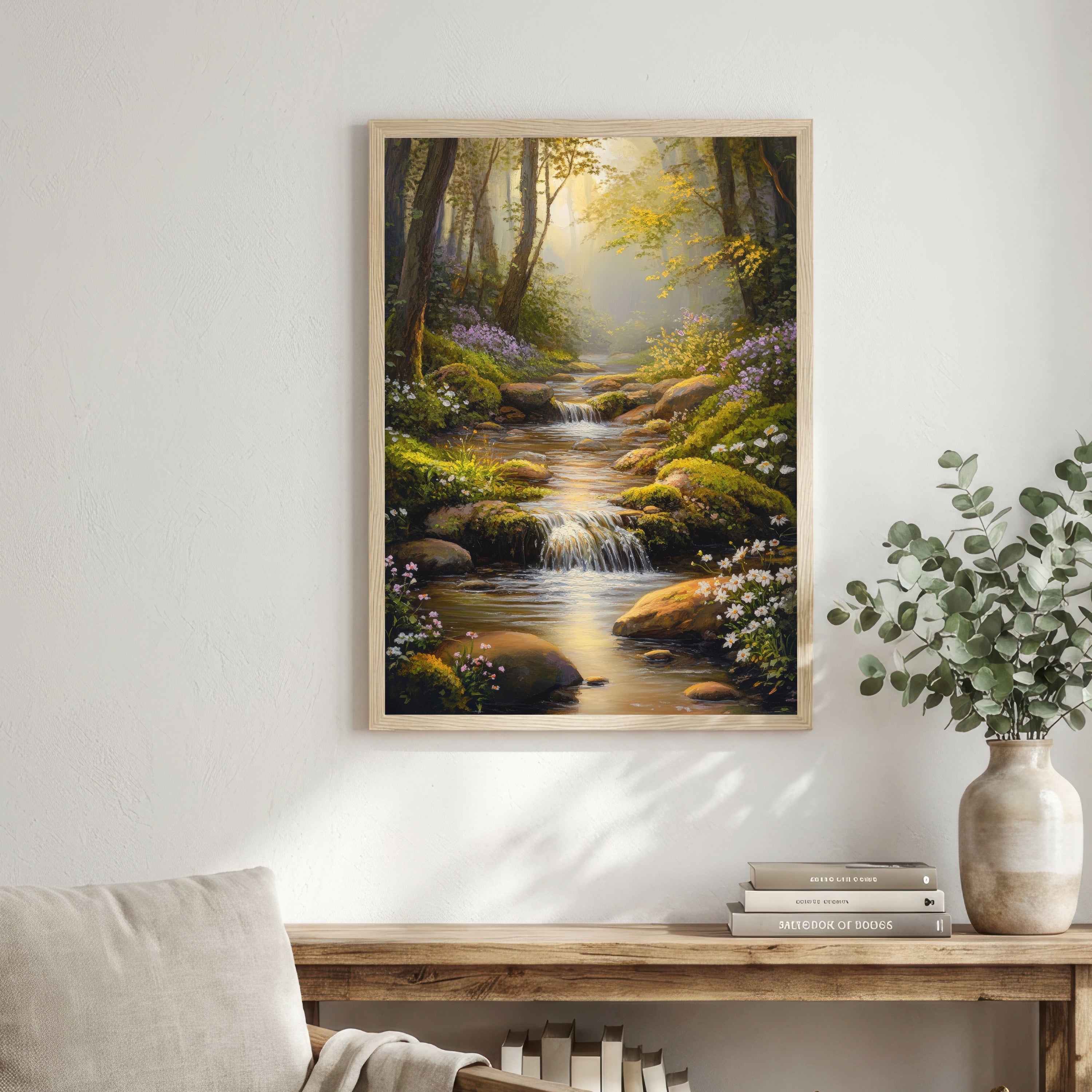 Forest Stream Waterfall Art Print