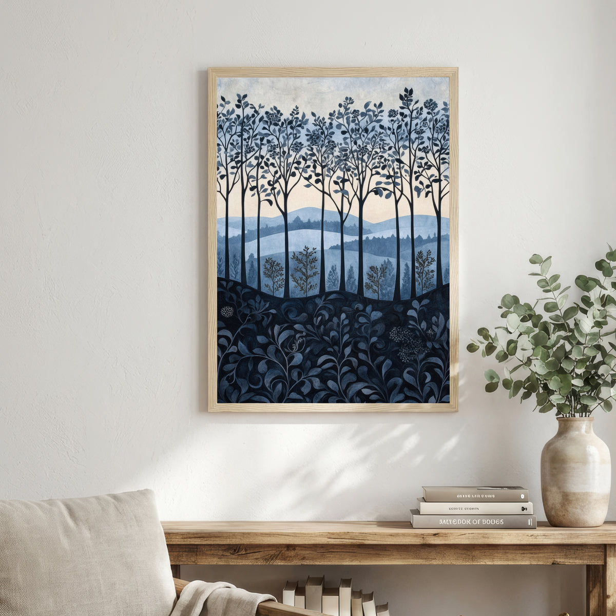 Blue Woodland Landscape Art Print