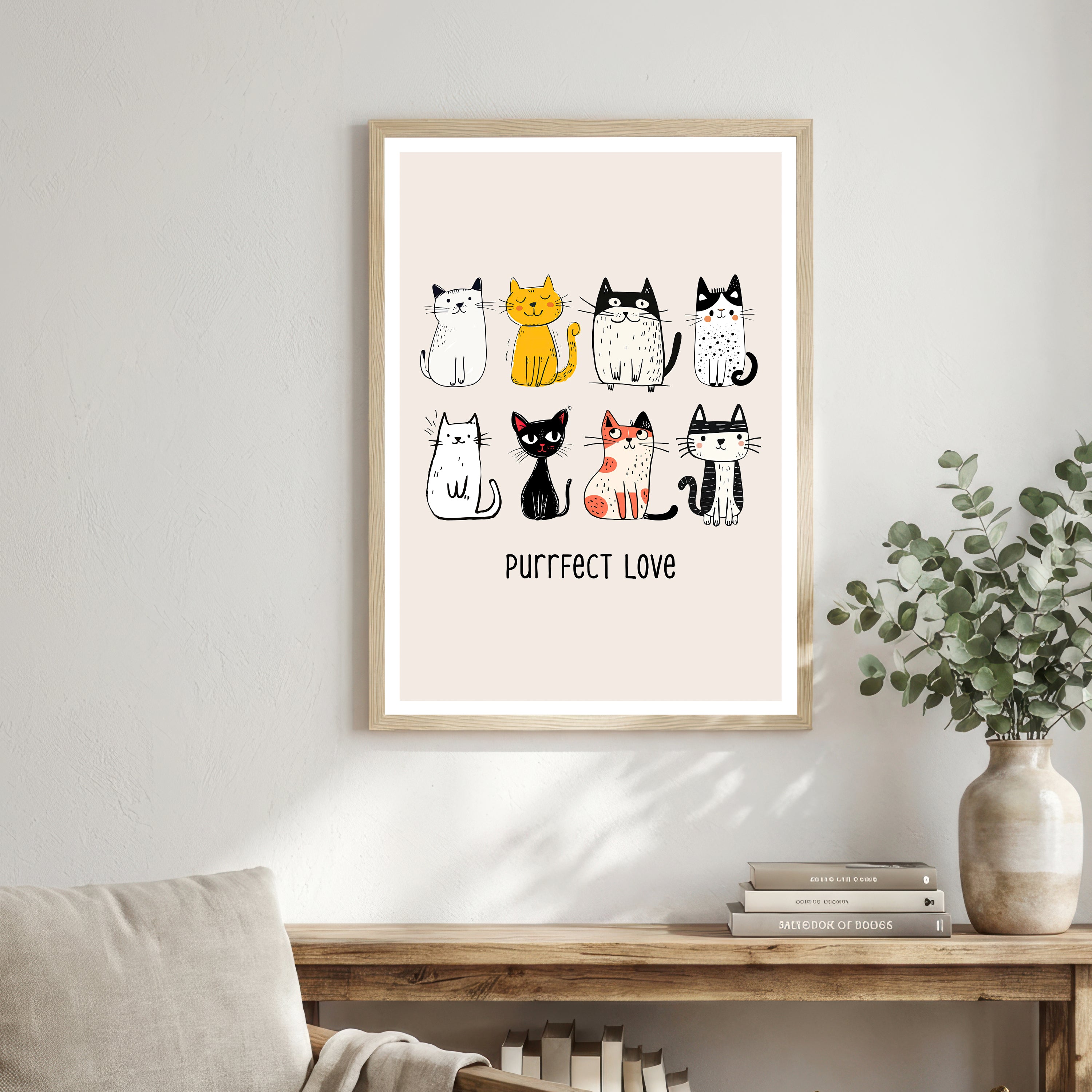 Purrfect Love Cat Art Print