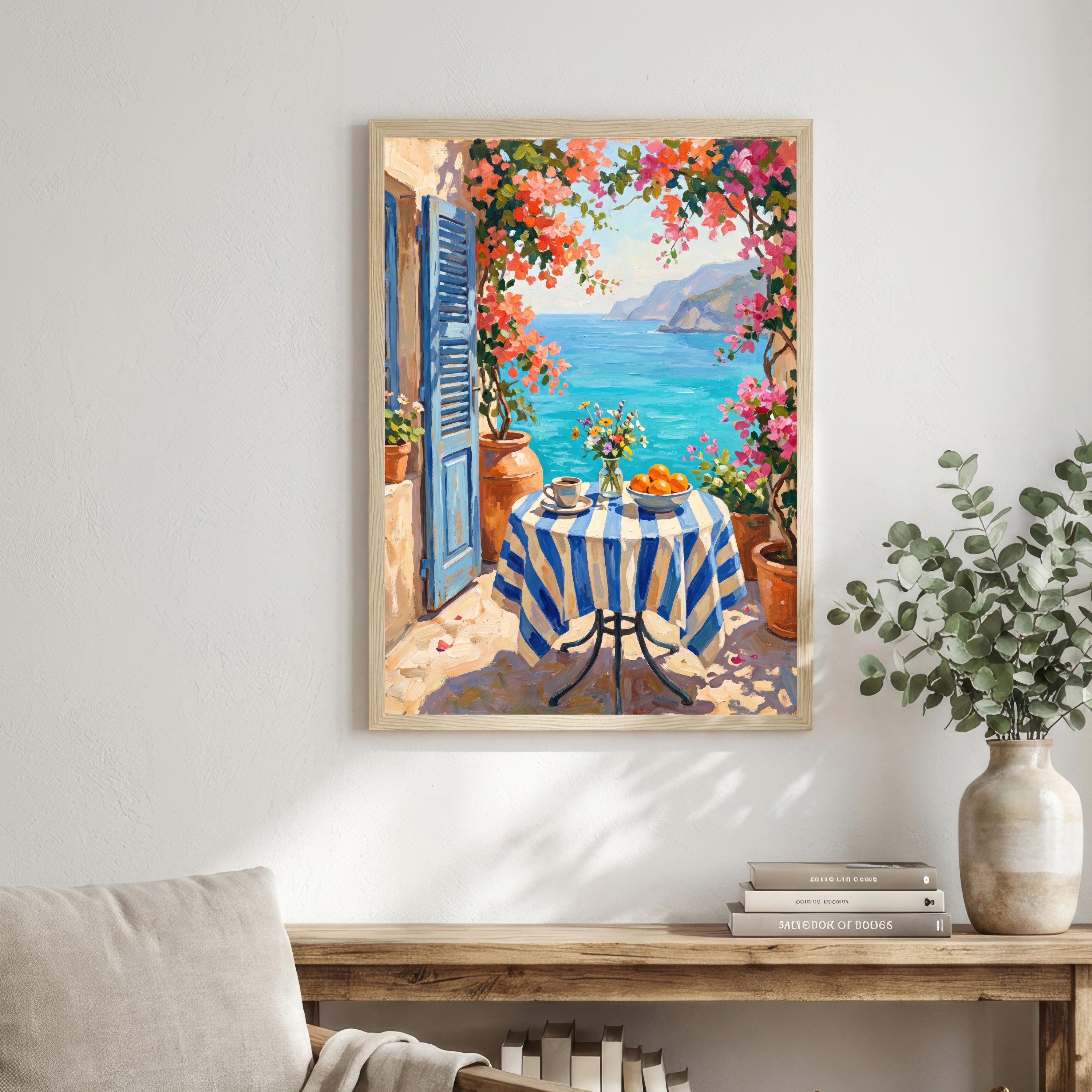 Mediterranean Terrace Sea View Art Print