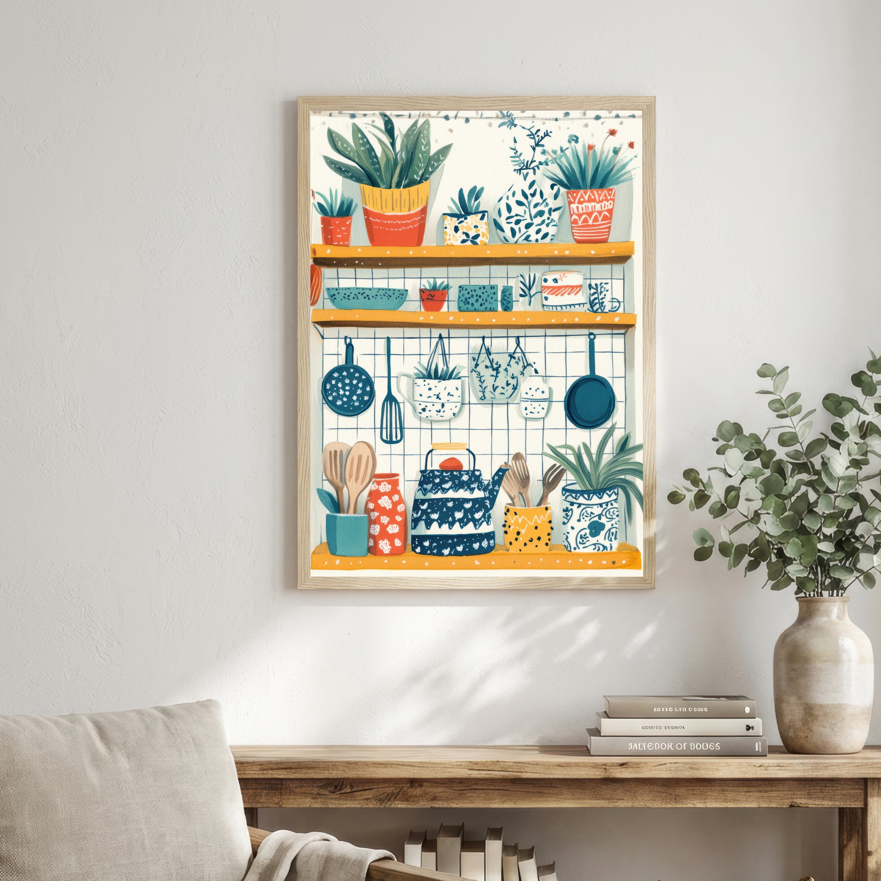 Whimsical Kitchen Shelves Art Print
