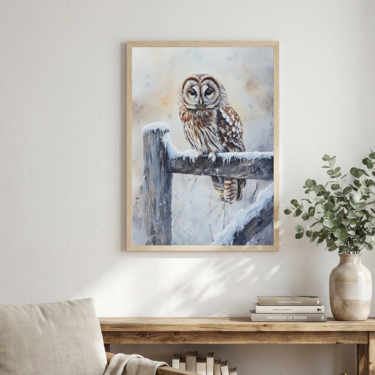 Winter Owl Watercolour Art Print