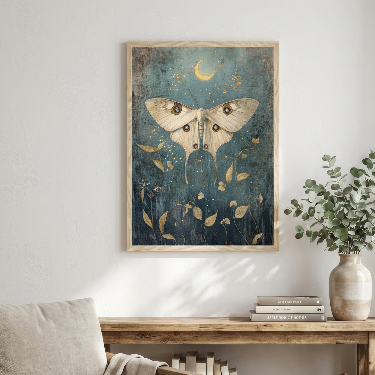 Moonlit Moth Botanical Art Print