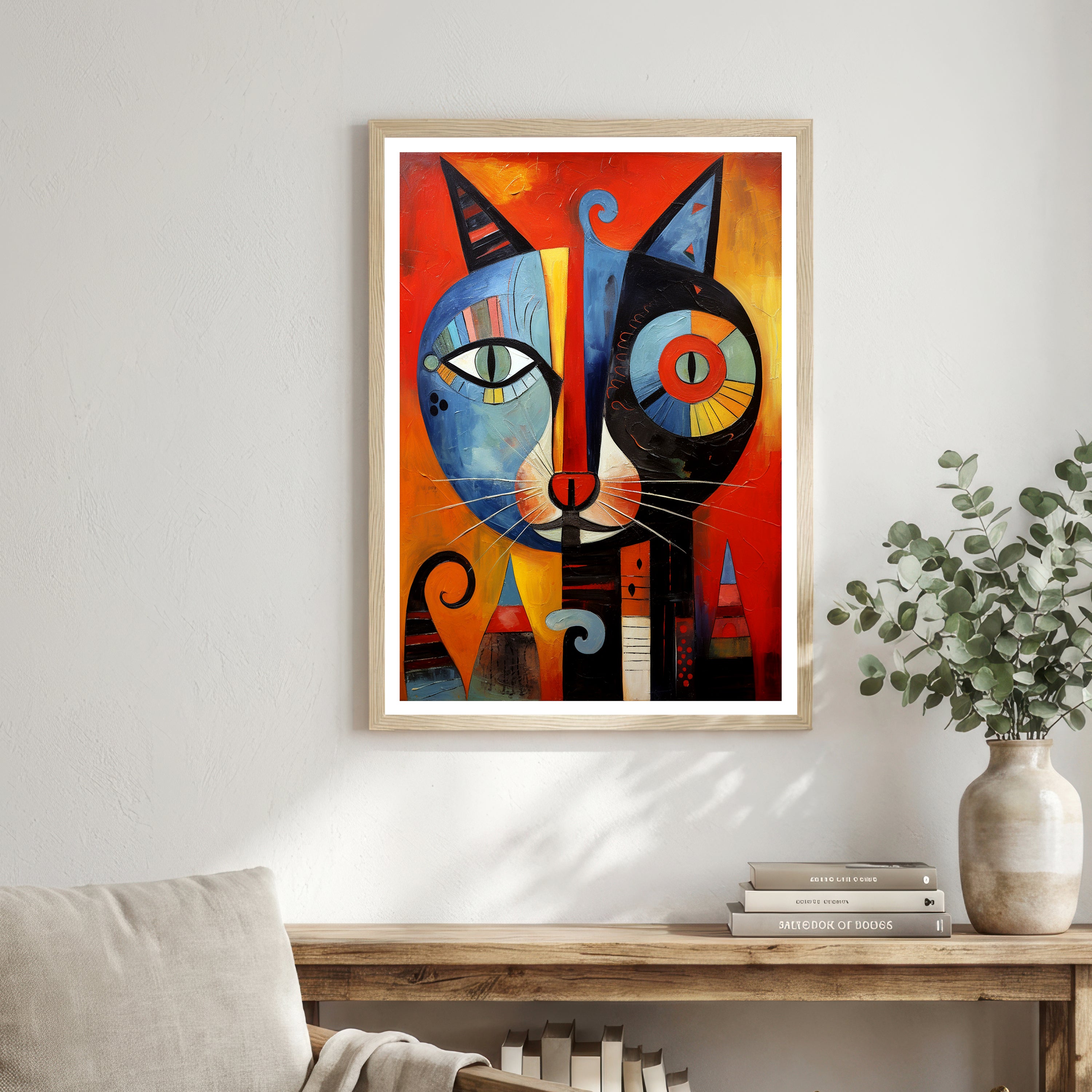Abstract Two Cat Art Print